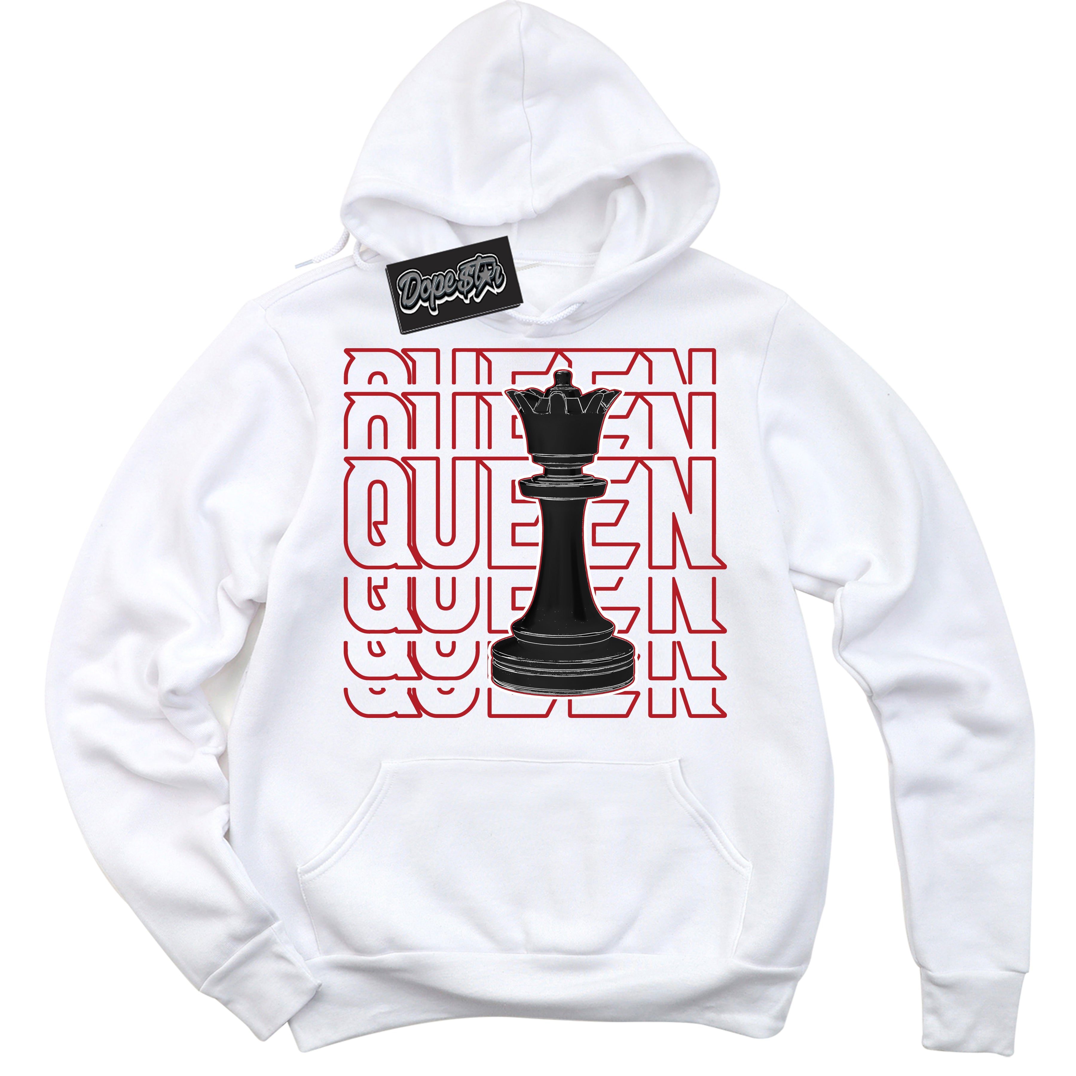 Cool White Hoodie with “ Queen Chess ”  design that Perfectly Matches Pro J Pack Chicago Dunks.