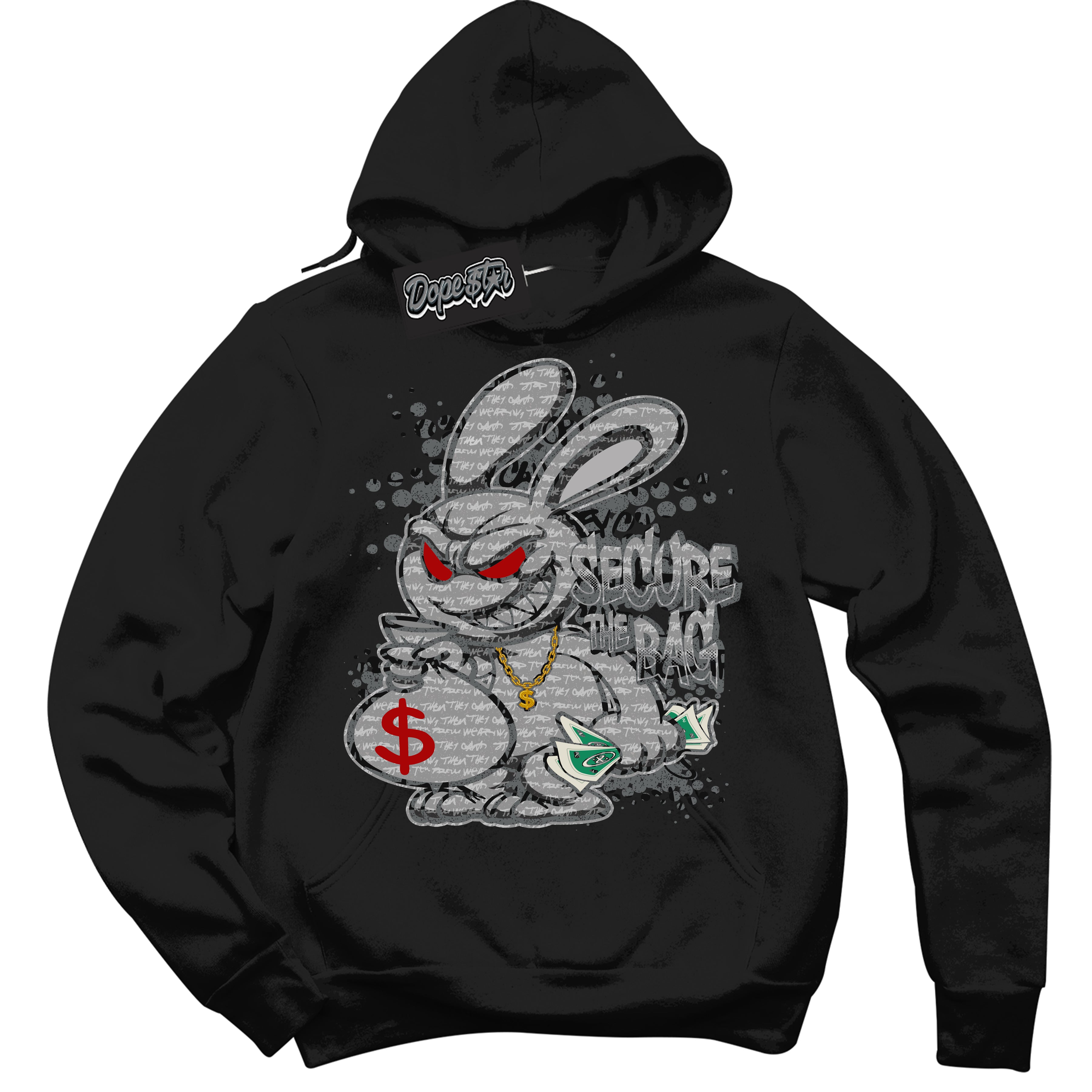 Cool Black Hoodie with “ Secure The Bag ”  design that Perfectly Matches Rebellionaire 1s Sneakers.