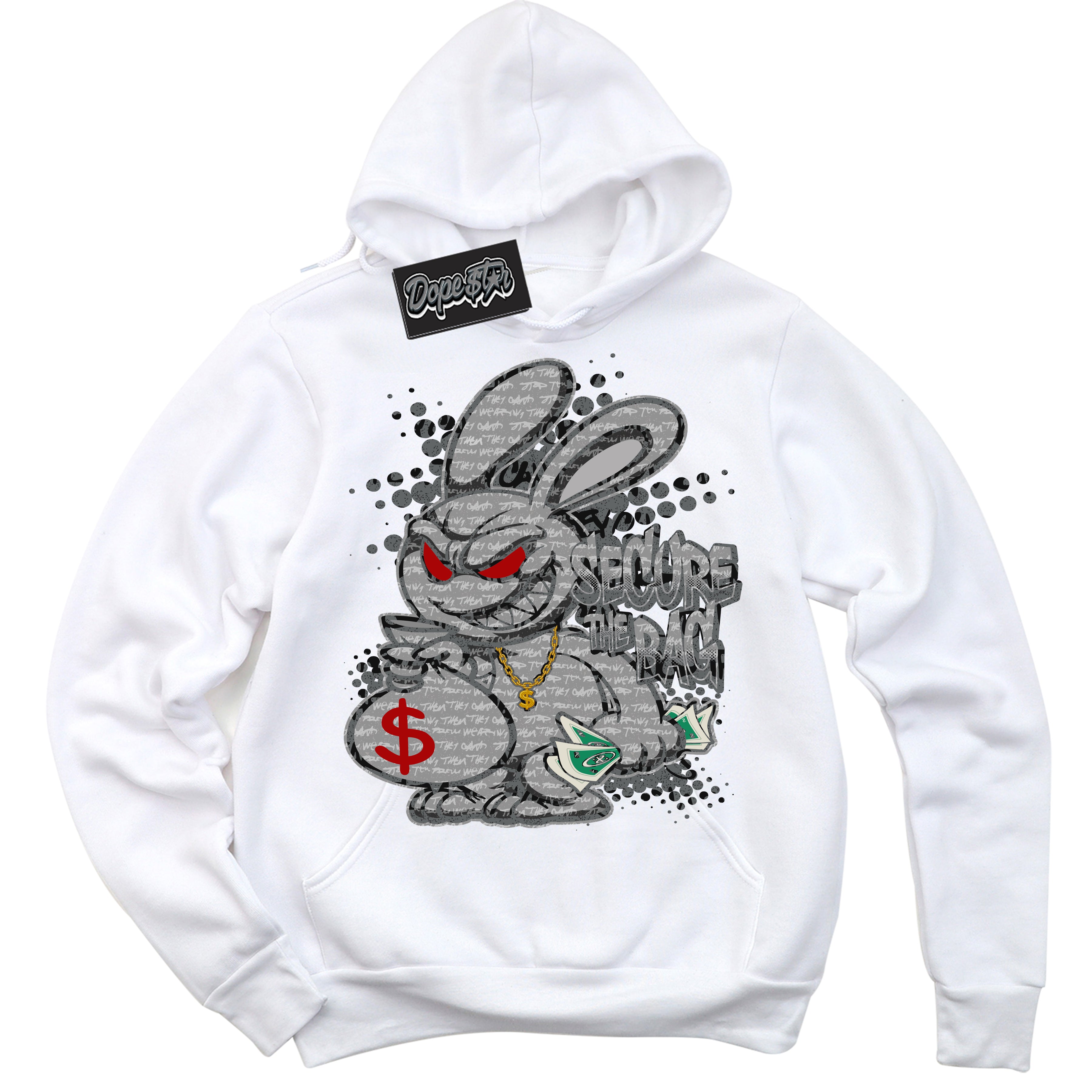 Cool White Hoodie with “ Secure The Bag ”  design that Perfectly Matches Rebellionaire 1s Sneakers.