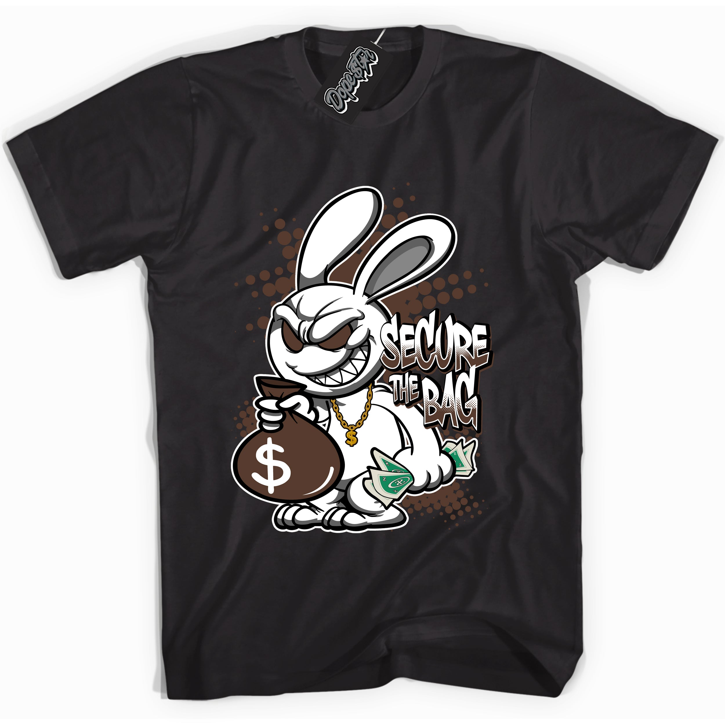 Cool Black graphic tee with “ Secure The Bag ” design, that perfectly matches Palomino 1s sneakers 