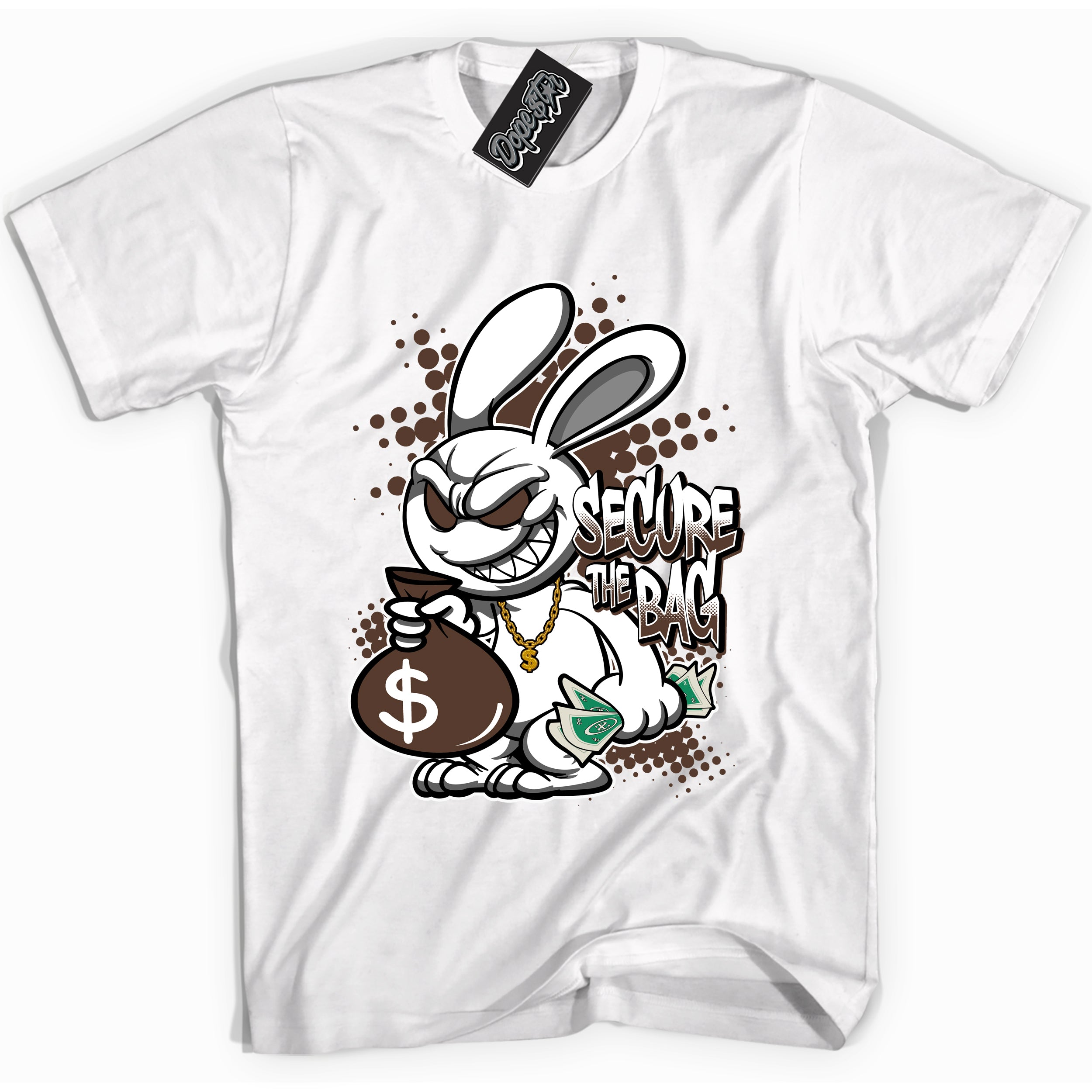 Cool White graphic tee with “ Secure The Bag ” design, that perfectly matches Palomino 1s sneakers 