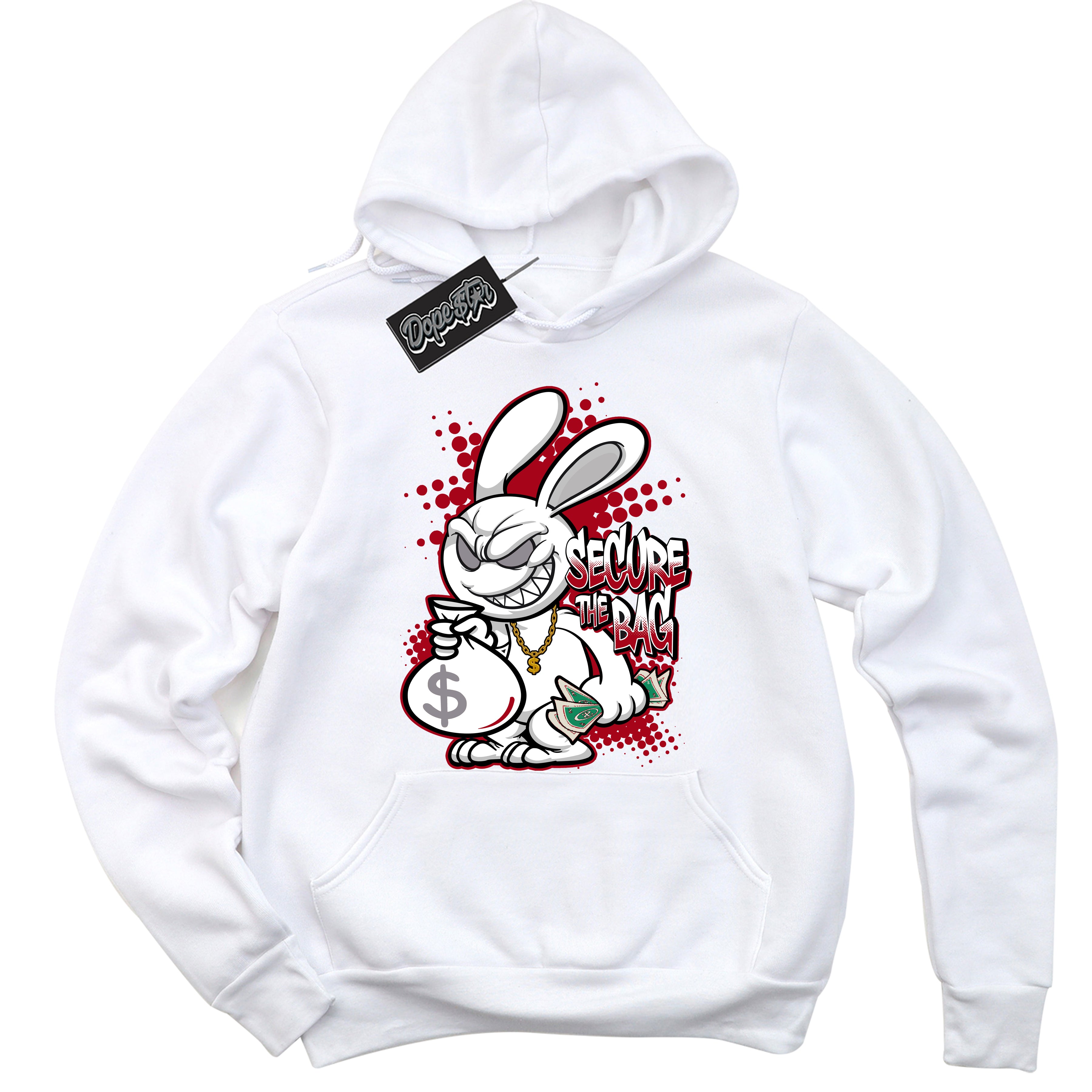 Cool White Hoodie with “ Secure The Bag ”  design that Perfectly Matches Bred Reimagined 4s Jordans.