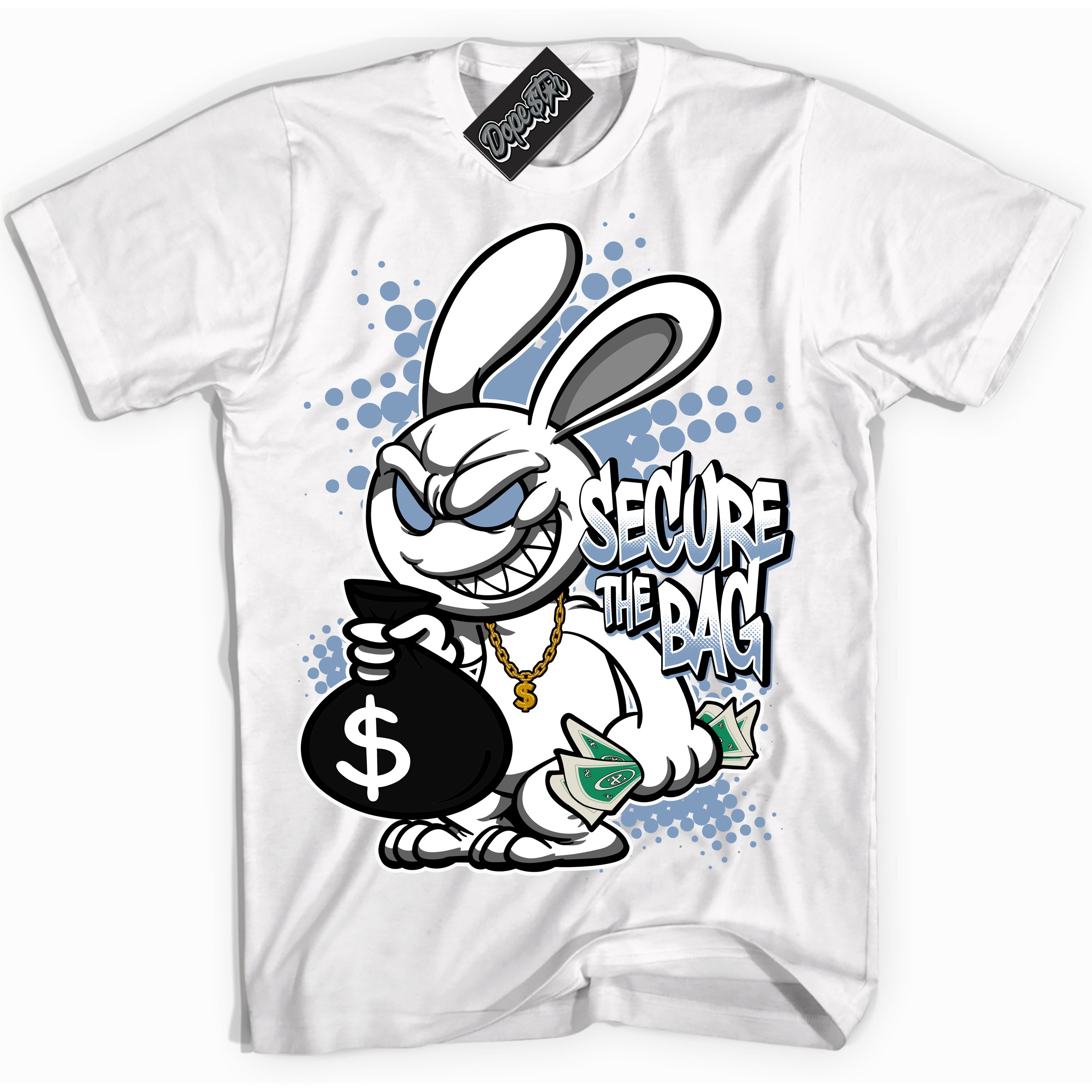 Cool White Shirt with “ Secure The Bag” design that perfectly matches Reverse Oreo 6s Sneakers.