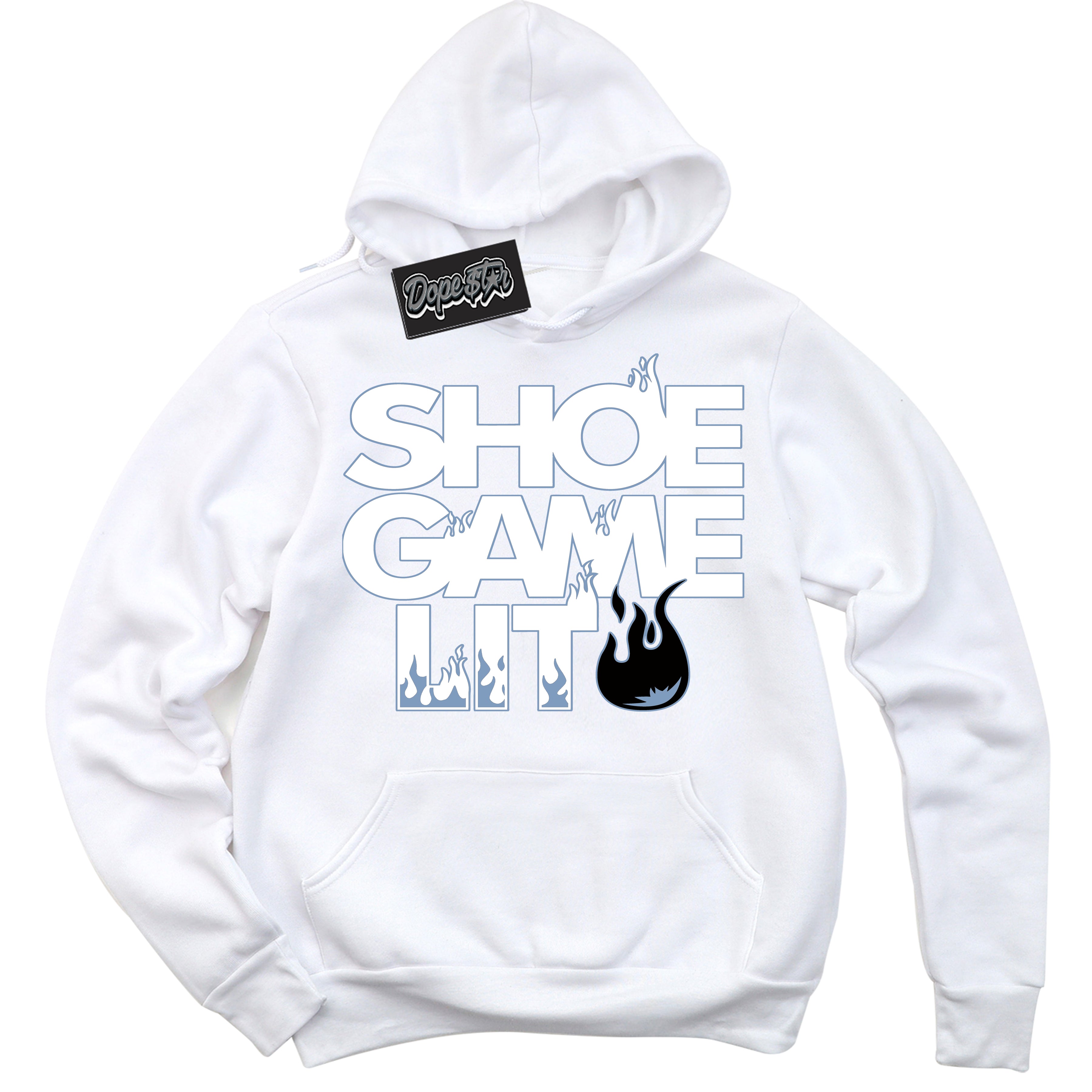 Cool White Hoodie with “ Shoe Game Lit ”  design that Perfectly Matches Reverse Oreo 6s Sneakers.