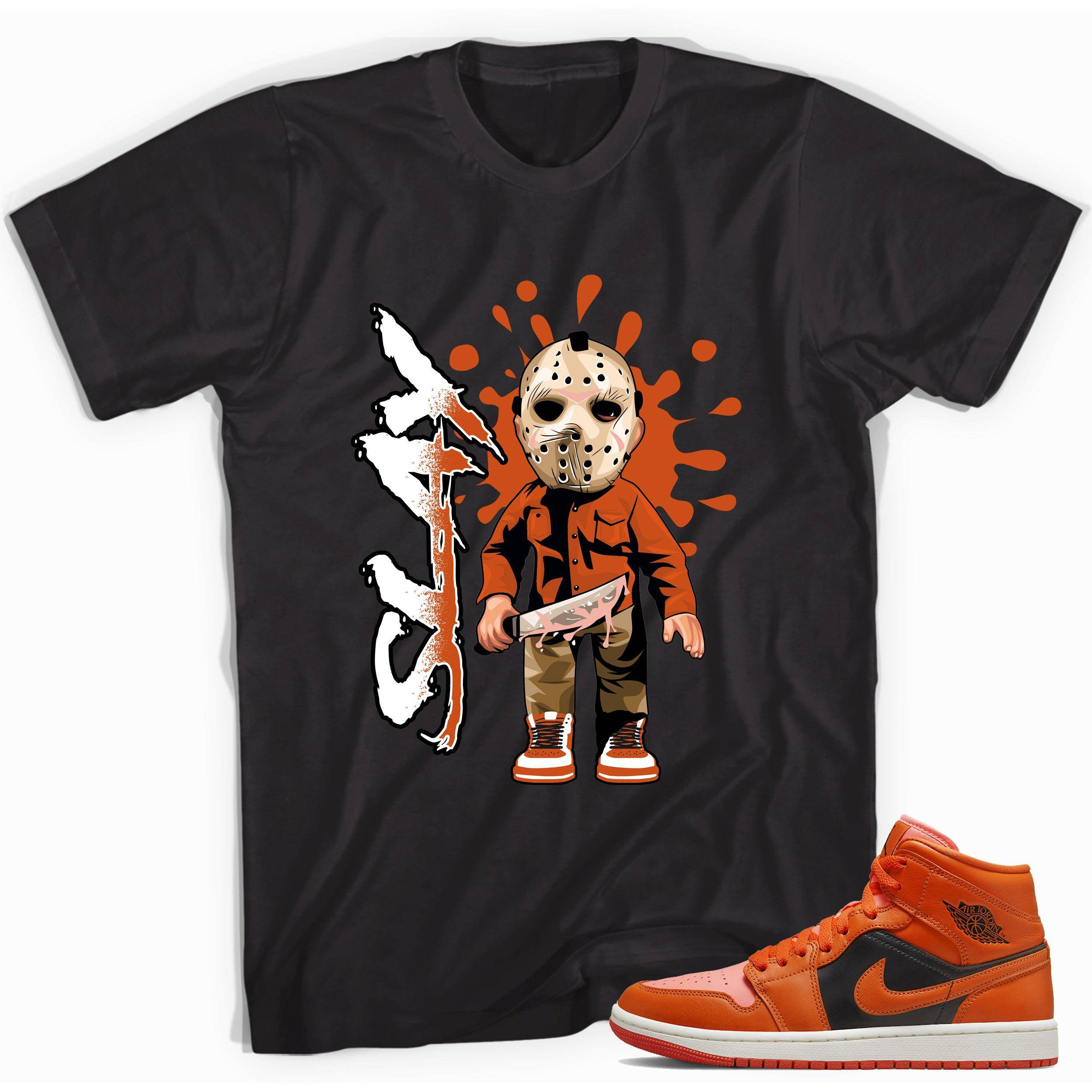 1 Mid Orange Black Shirt Slay - Sneaker Shirts Outlet