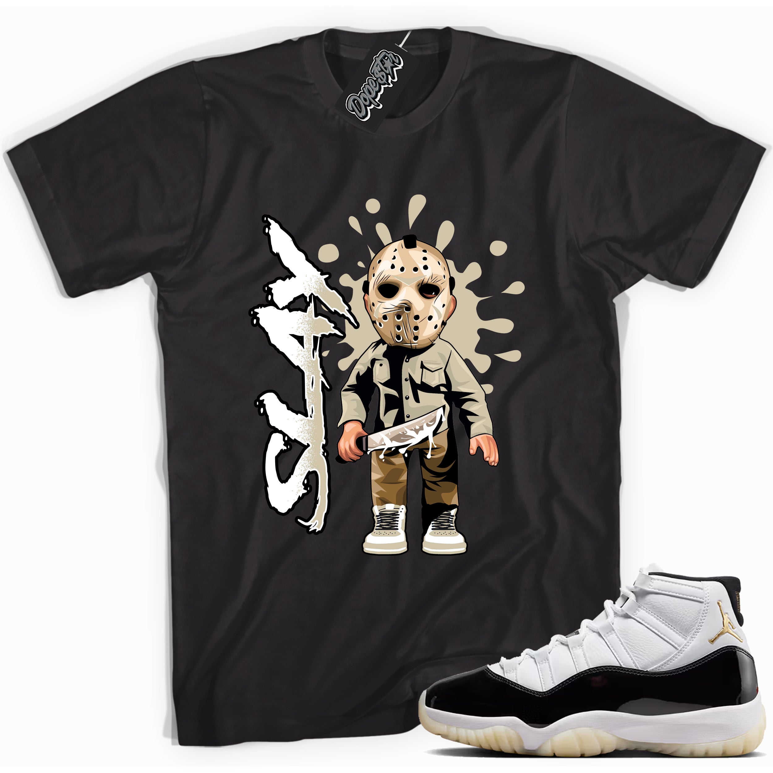 Cool Black graphic tee with “ Slay ” print, that perfectly matches AIR JORDAN 11 GRATITUDE  sneakers 