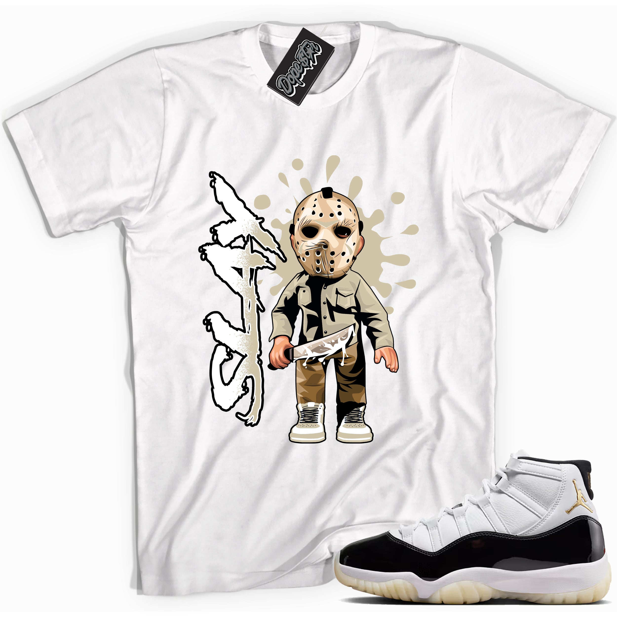 Cool White graphic tee with “ Slay ” print, that perfectly matches AIR JORDAN 11 GRATITUDE   sneakers 