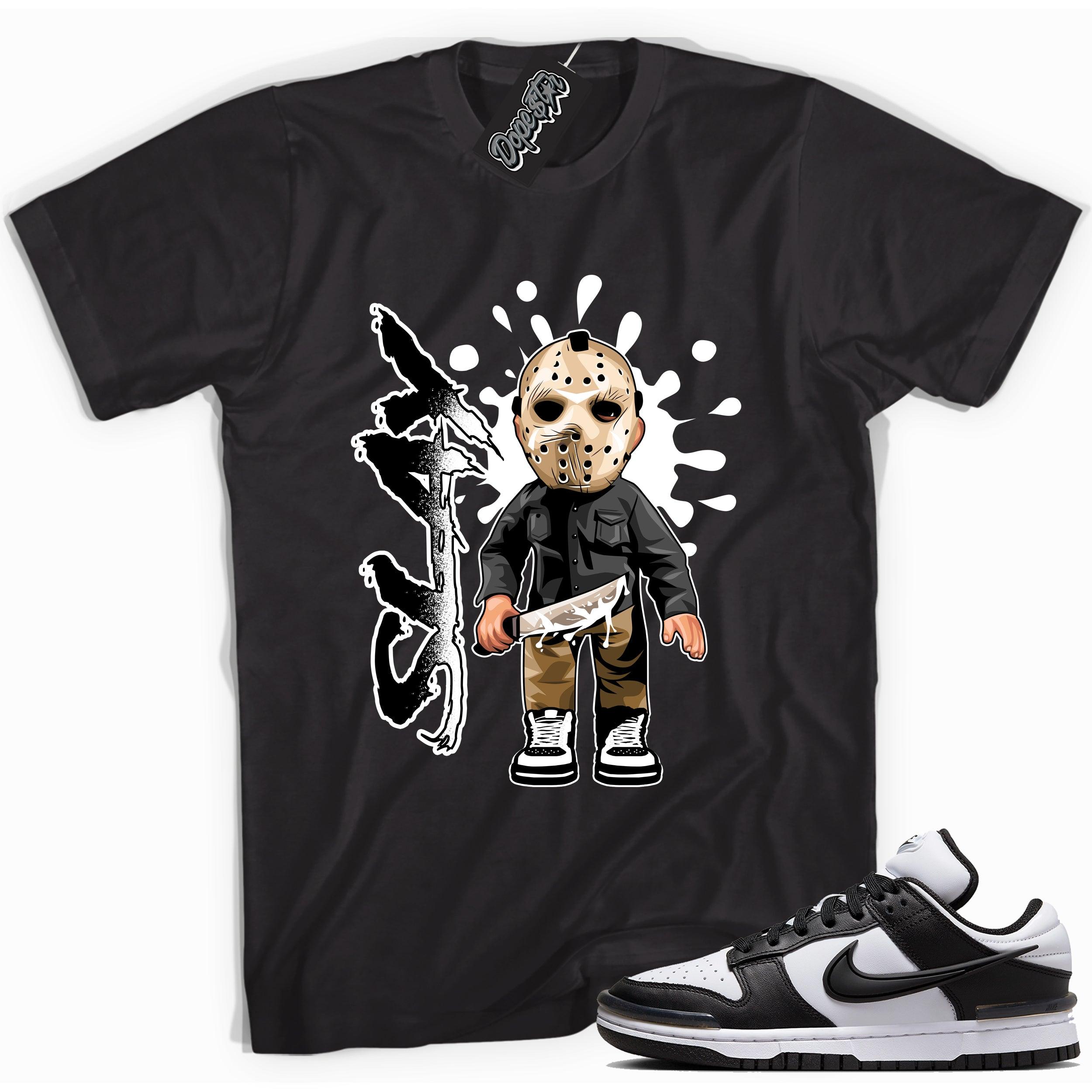 Cool black graphic tee with 'slay' print, that perfectly matches Nike Dunk Low Twist Panda sneakers.