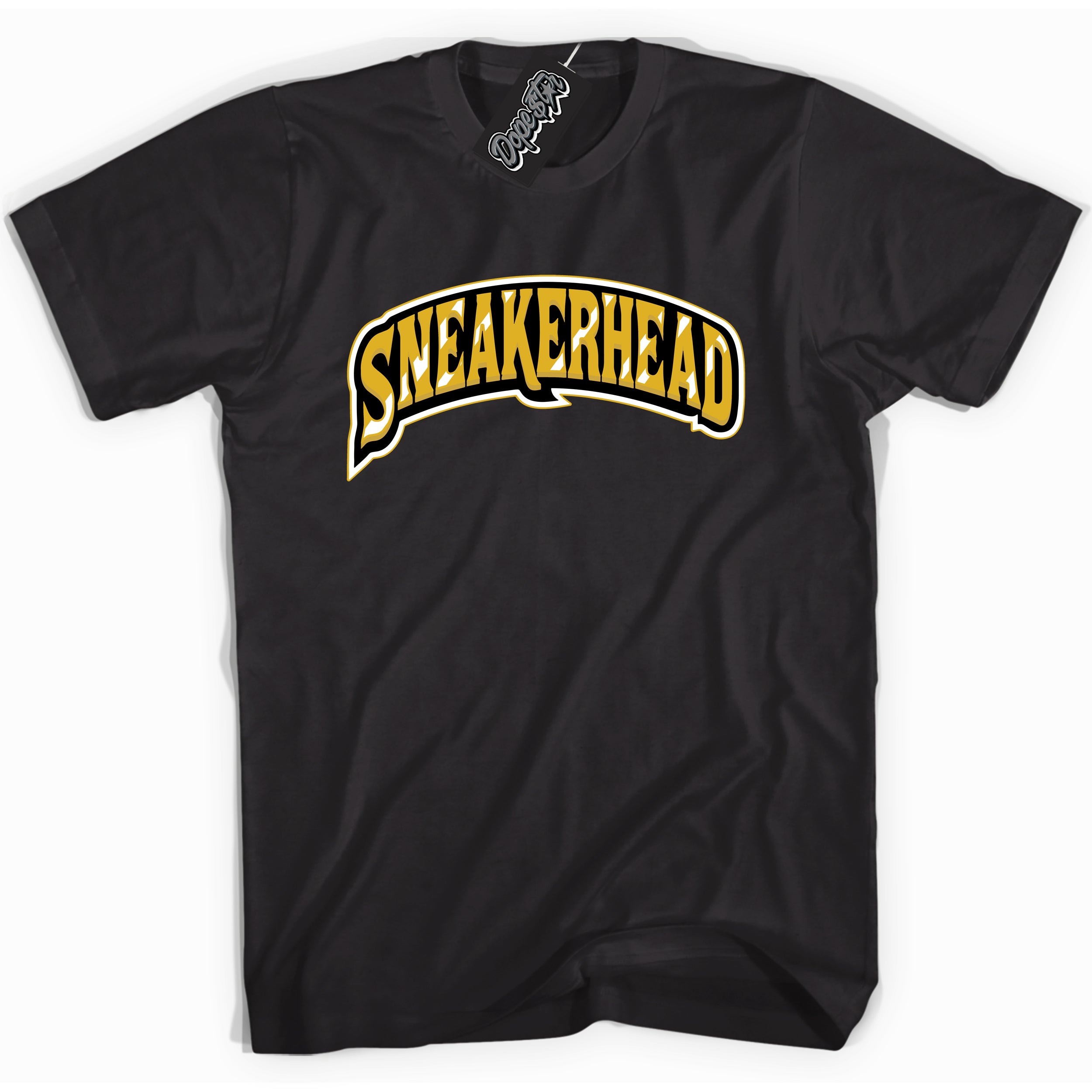 Cool Black Shirt with “ Sneakerhead ” design that perfectly matches Yellow Ochre 6s Sneakers.