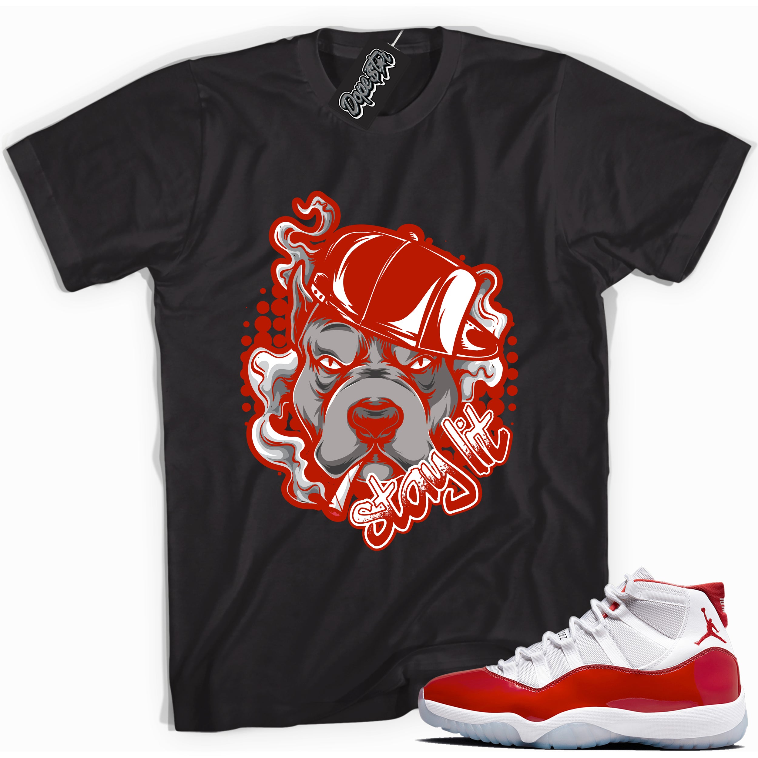 Cool Black graphic tee with “ Stay Lit ” print, that perfectly matches CHERRY 11s  sneakers