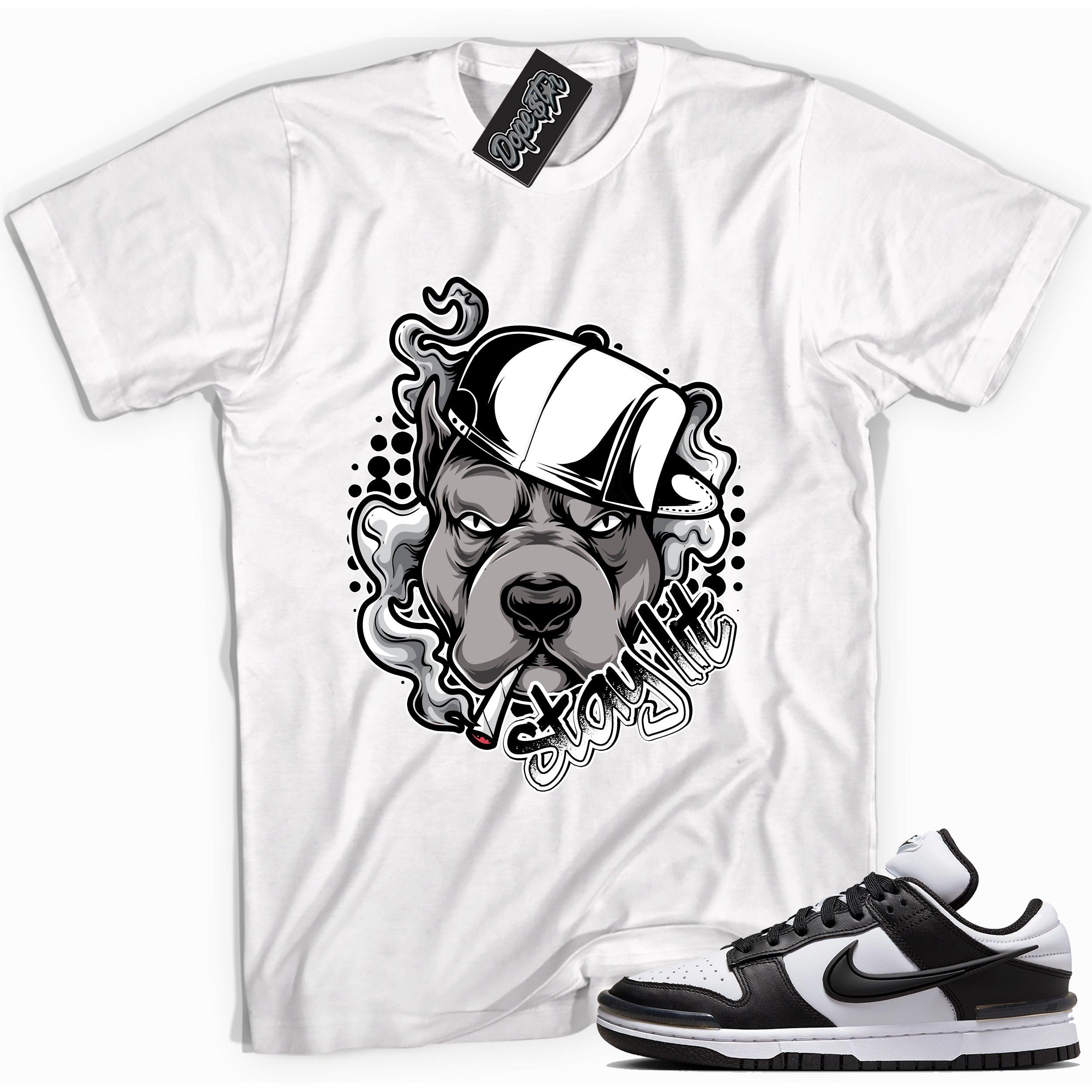 Cool white graphic tee with 'stay lit' print, that perfectly matches Nike Dunk Low Twist Panda sneakers.