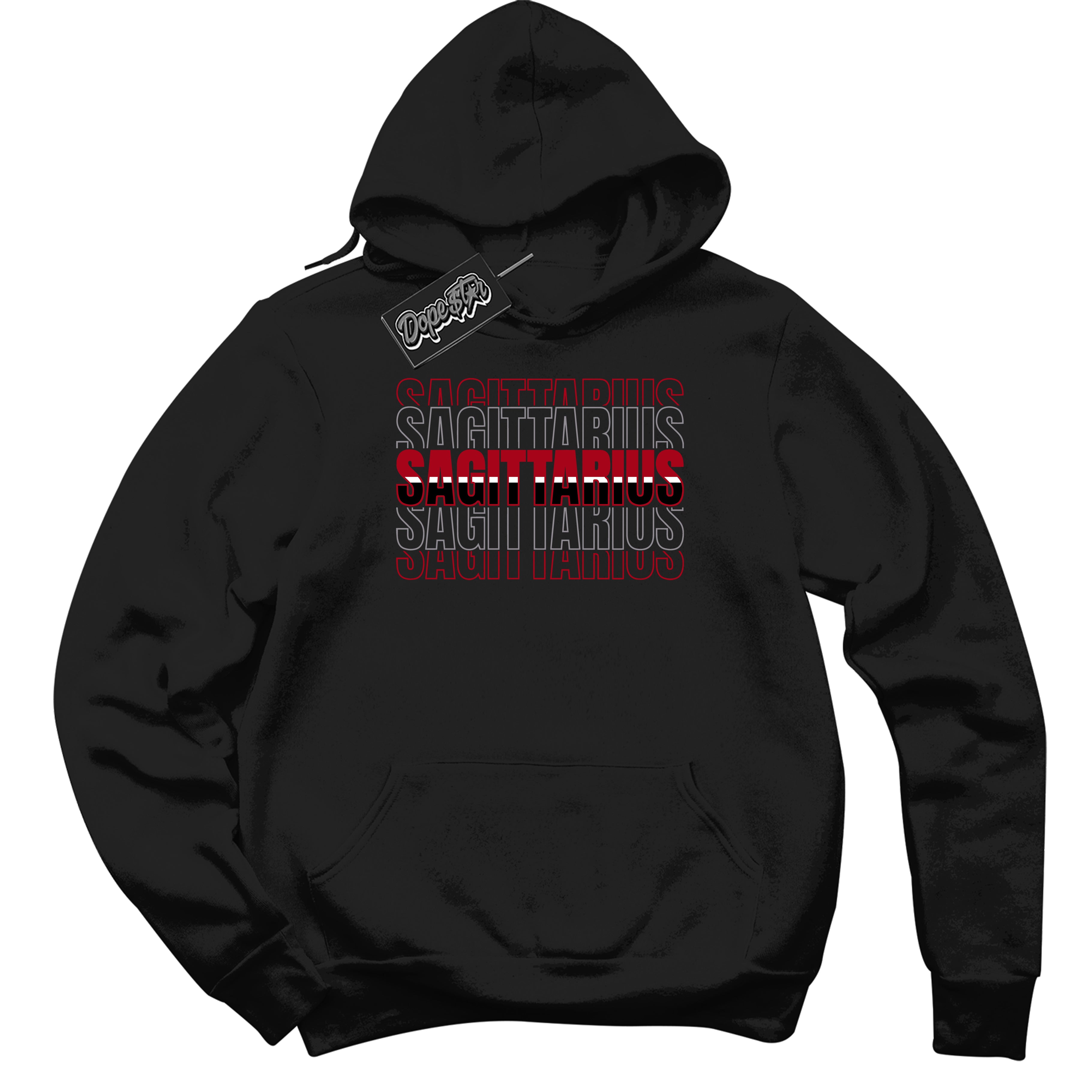 Cool Black Hoodie with “ Sagittarius ”  design that Perfectly Matches  Bred Reimagined 4s Jordans.