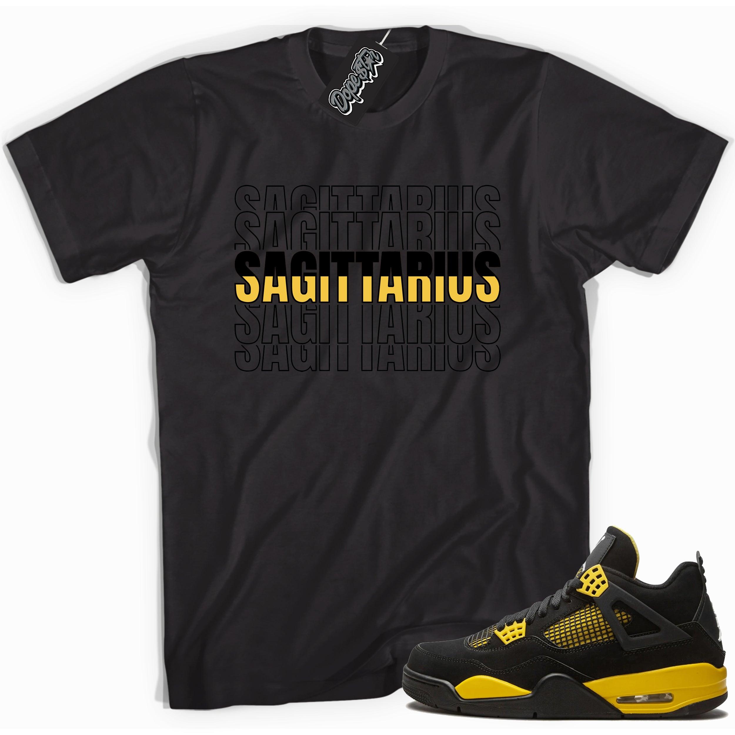 Cool black graphic tee with 'sagittarius' print, that perfectly matches  Air Jordan 4 Thunder sneakers