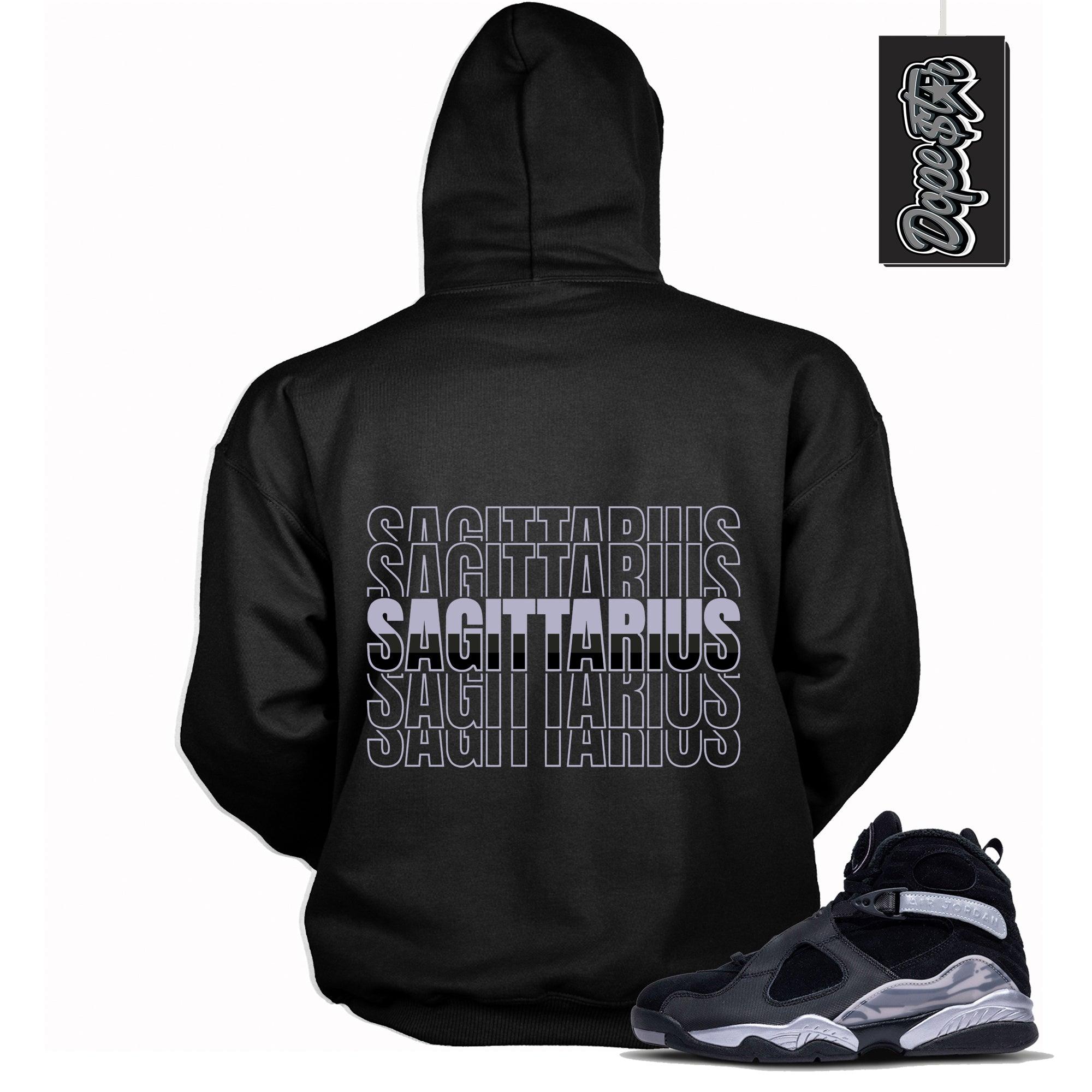 Cool Black Graphic Hoodie with “ Sagittarius “ print, that perfectly matches Air Jordan 8 Winterized  sneakers