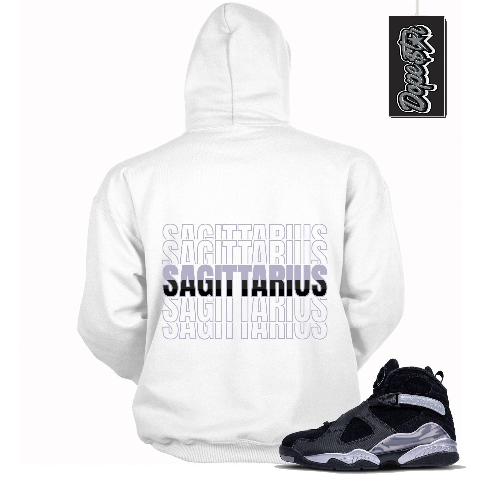 Cool White Graphic Hoodie with “ Sagittarius “ print, that perfectly matches Air Jordan 8 Winterized  sneakers