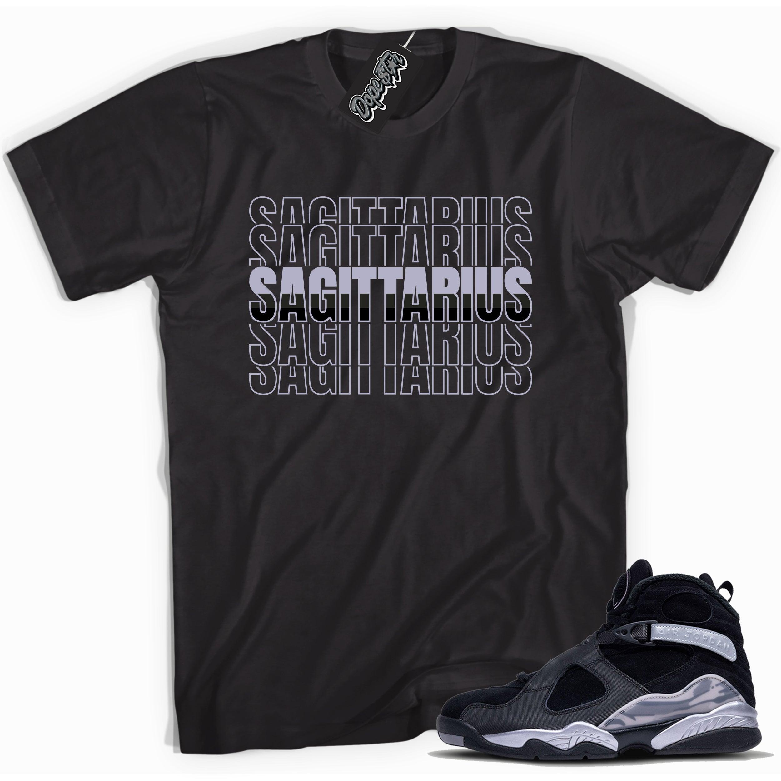 Cool Black graphic tee with “ Sagittarius ” print, that perfectly matches Air Jordan 8 Winterized  sneakers 