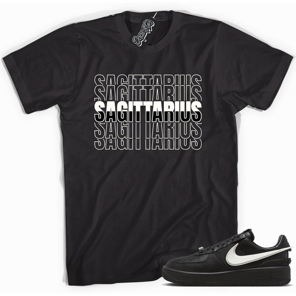 Cool black graphic tee with 'sagittarius' print, that perfectly matches Nike Air Force 1 Low SP Ambush Phantom sneakers.