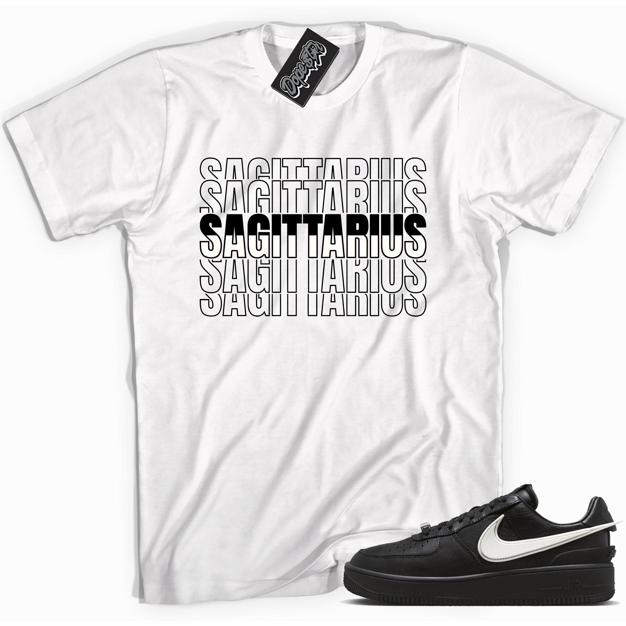 Cool white graphic tee with 'sagittarius' print, that perfectly matches Nike Air Force 1 Low SP Ambush Phantom sneakers.