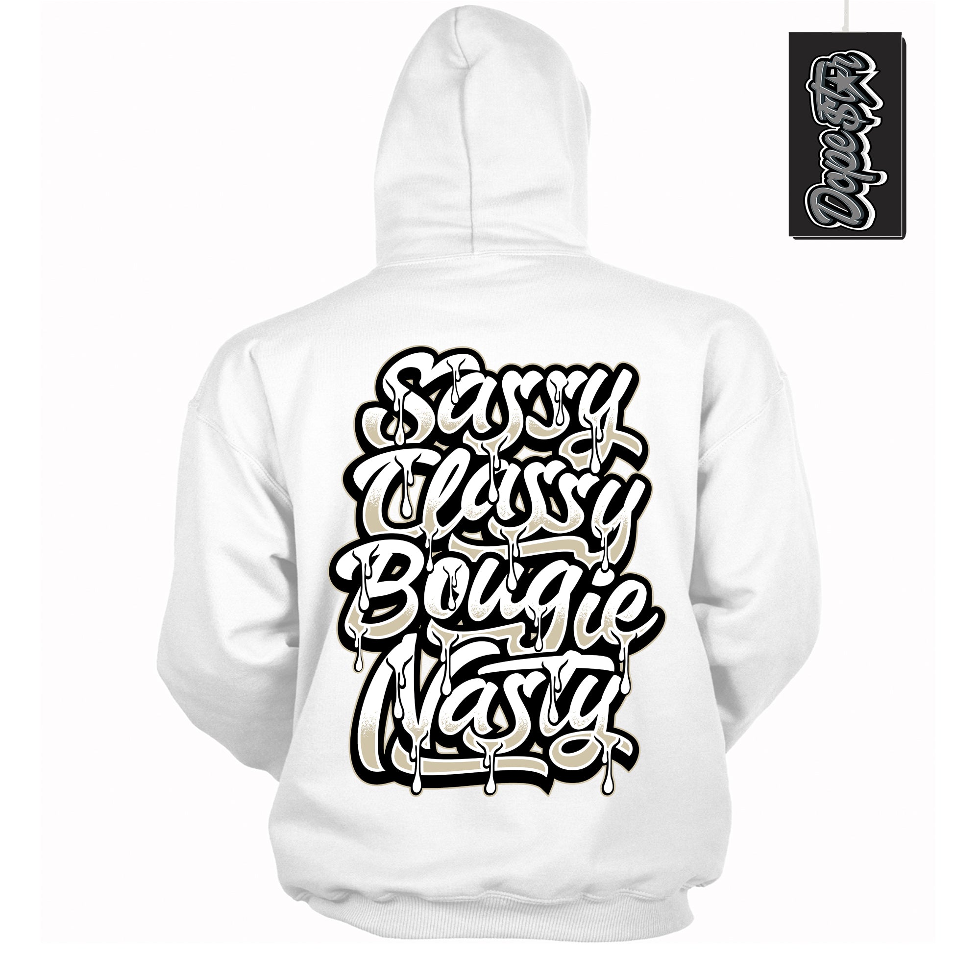 Cool White Hoodie with “ Sassy Classy ”  design that Perfectly Matches Gratitude 11s Sneakers.