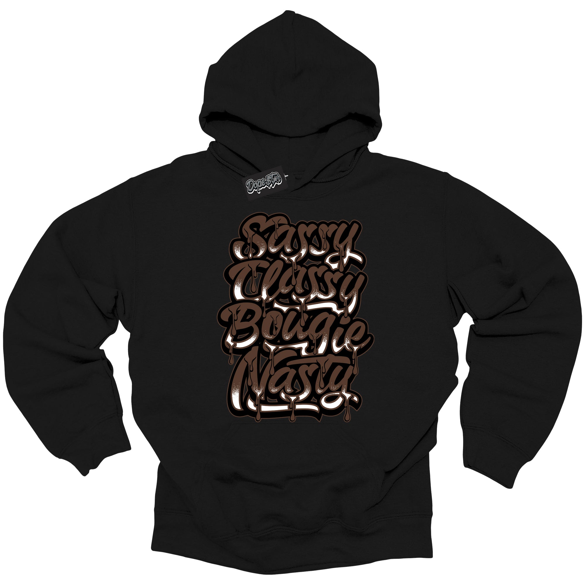 Cool Black Graphic DopeStar Hoodie with “ Sassy Classy “ print, that perfectly matches Palomino 1s sneakers