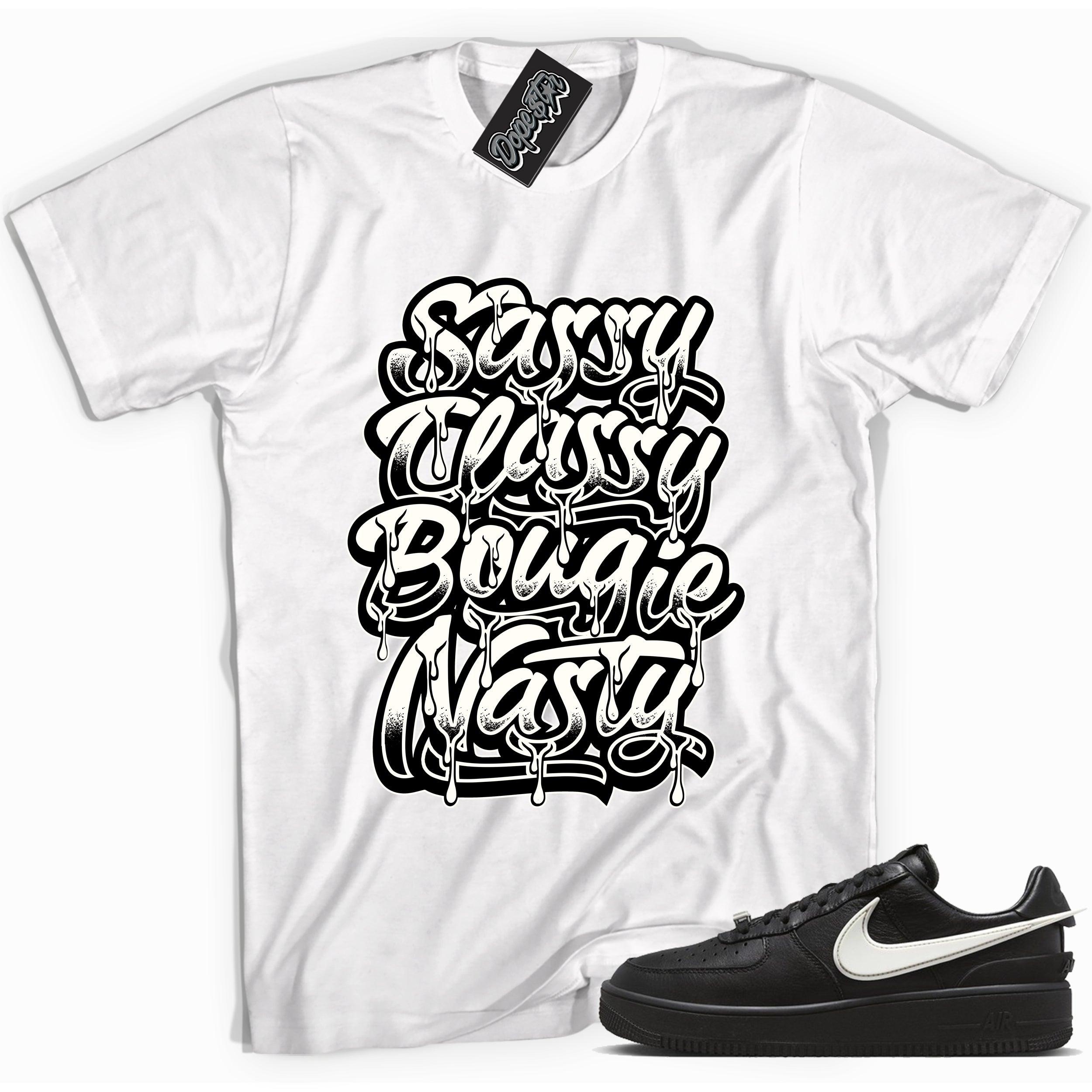 Cool white graphic tee with 'King' print, that perfectly matches Nike Air Force 1 Low Ambush Phantom Black sneakers