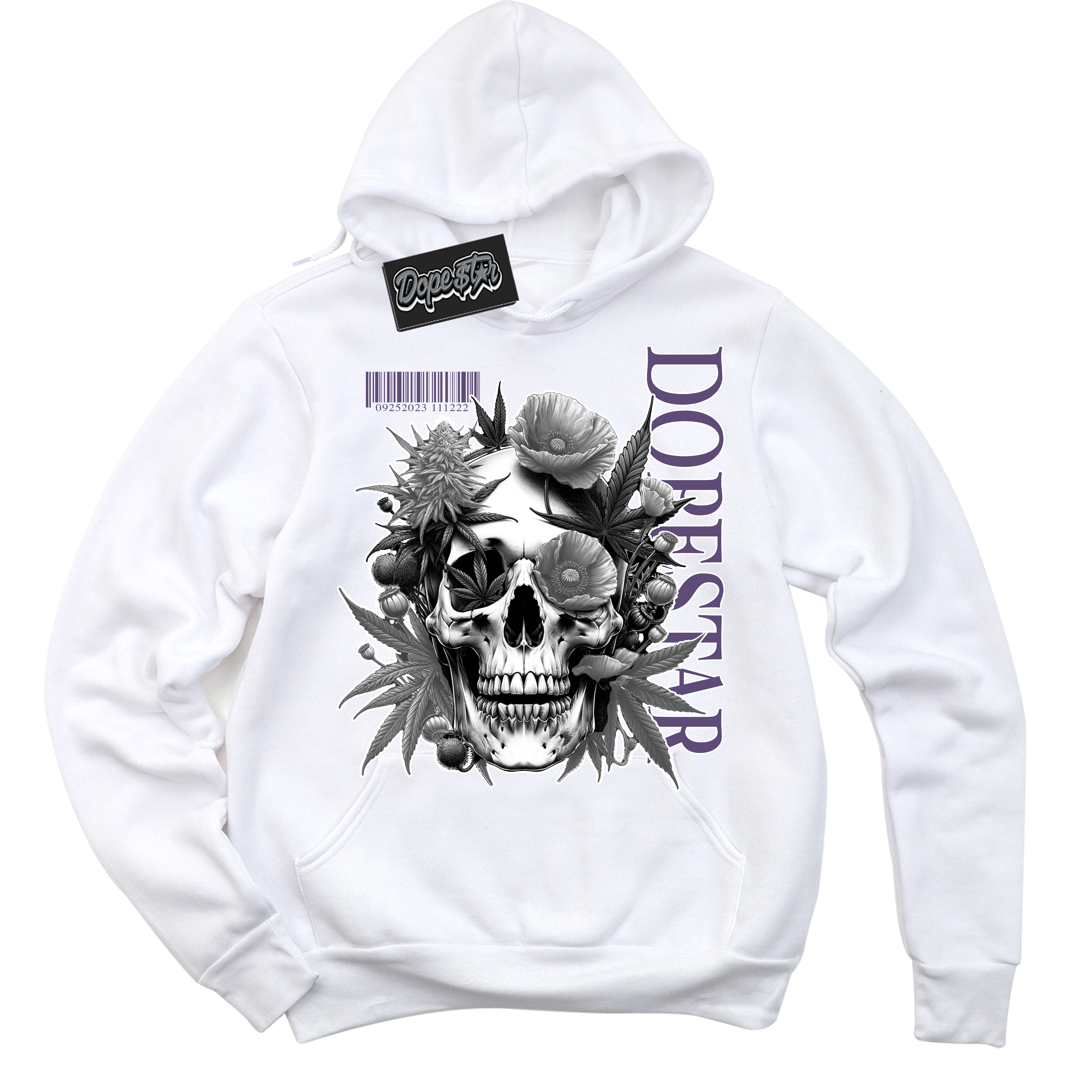 Cool White Hoodie with “ Skull Poppies ”  design that Perfectly Matches Punk Rock 1s Sneakers.