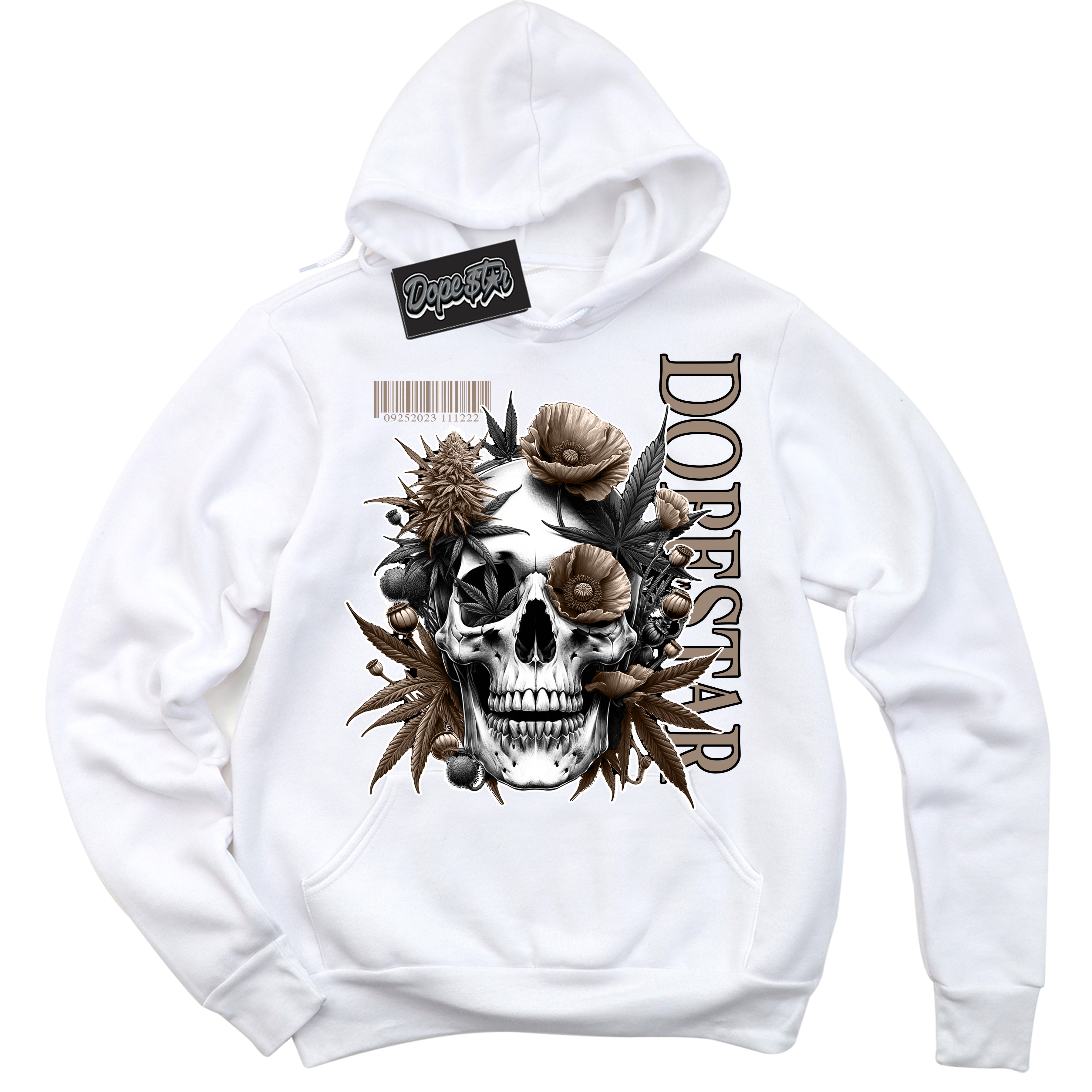 Cool White Hoodie with “ Skull Poppies ”  design that Perfectly Matches Latte 1s Sneakers.