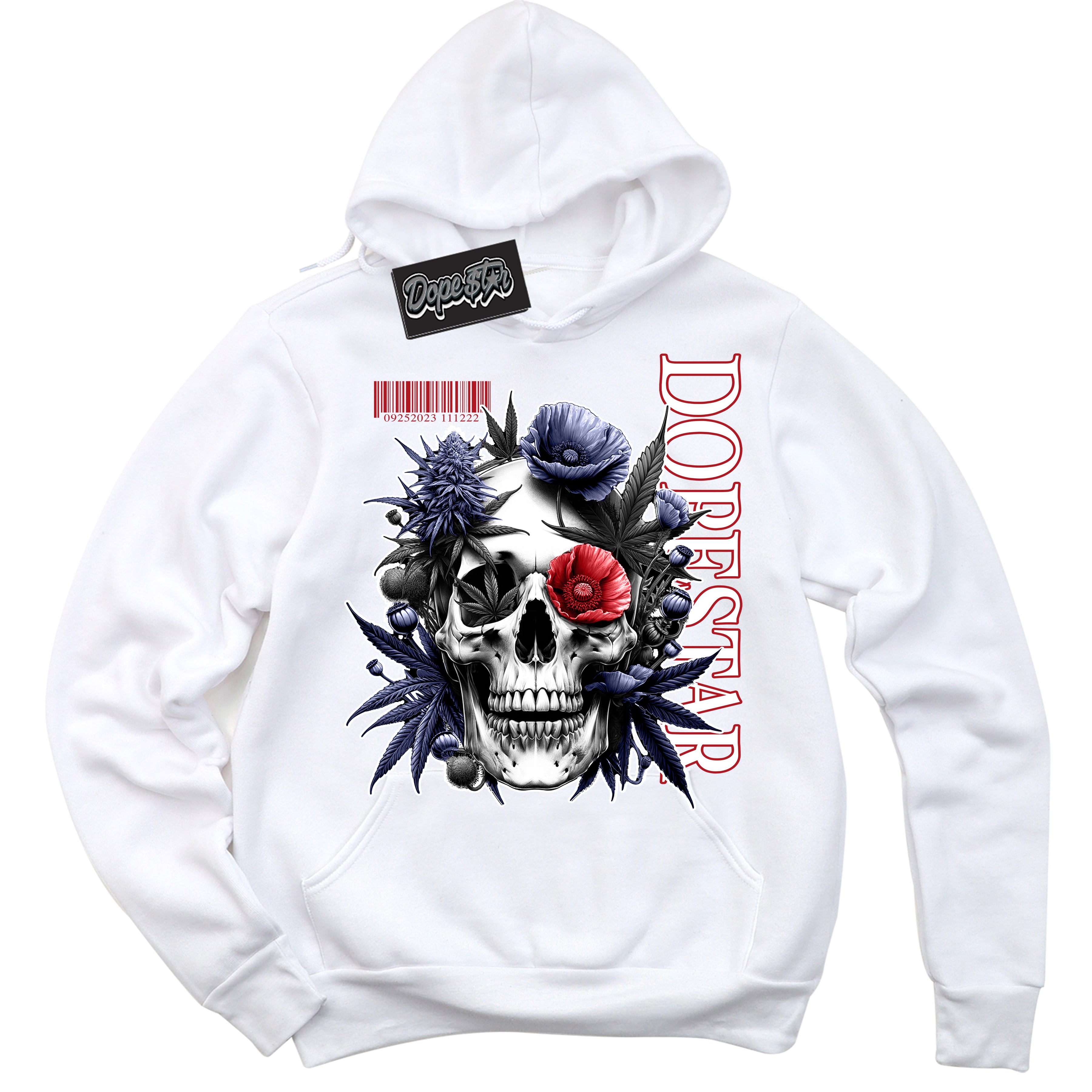 Cool White Hoodie with “ Skull Poppies ”  design that Perfectly Matches Golf USA Sneakers.