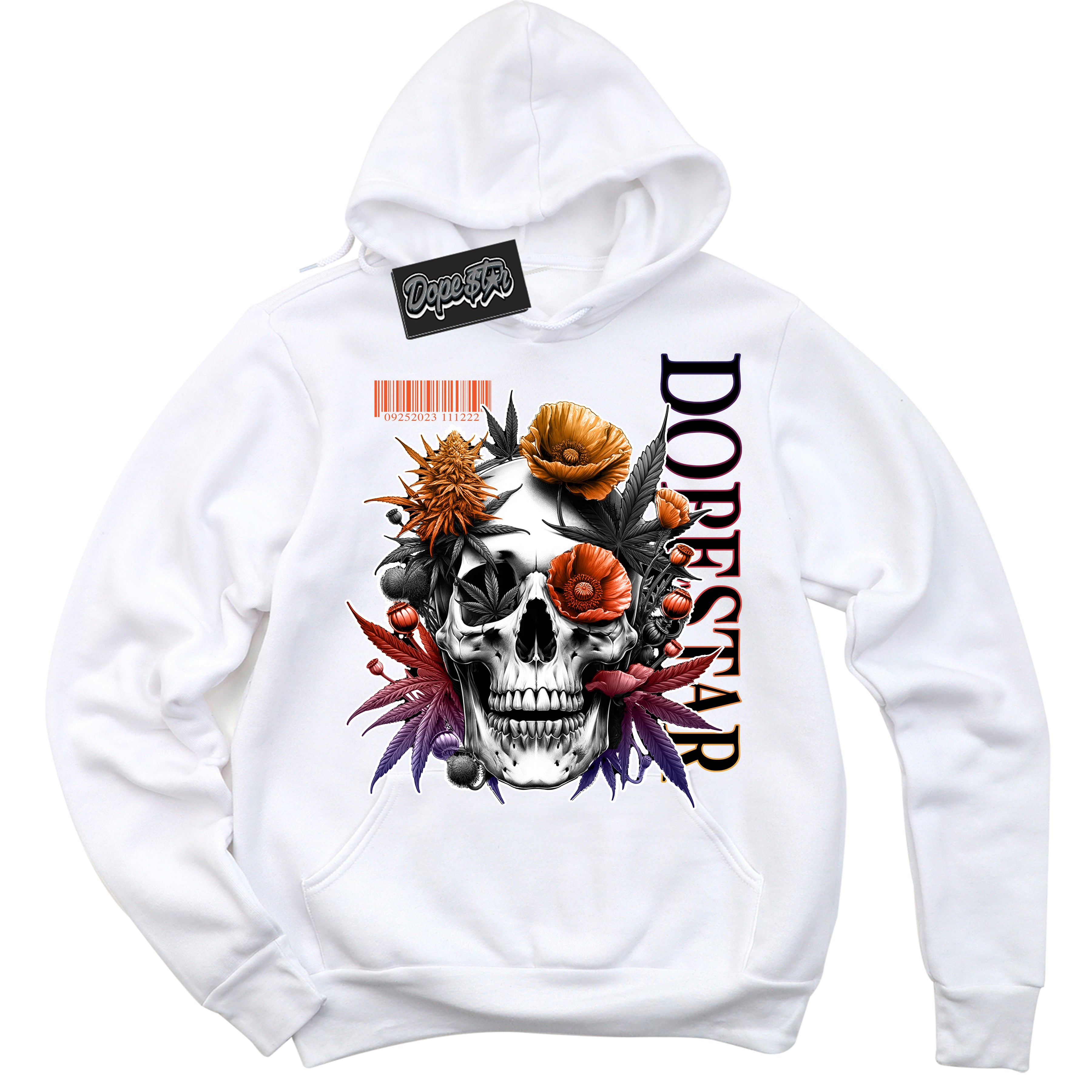 Cool White Hoodie with “ Skull Poppies ”  design that Perfectly Matches J Balvin Rio 3s Sneakers.