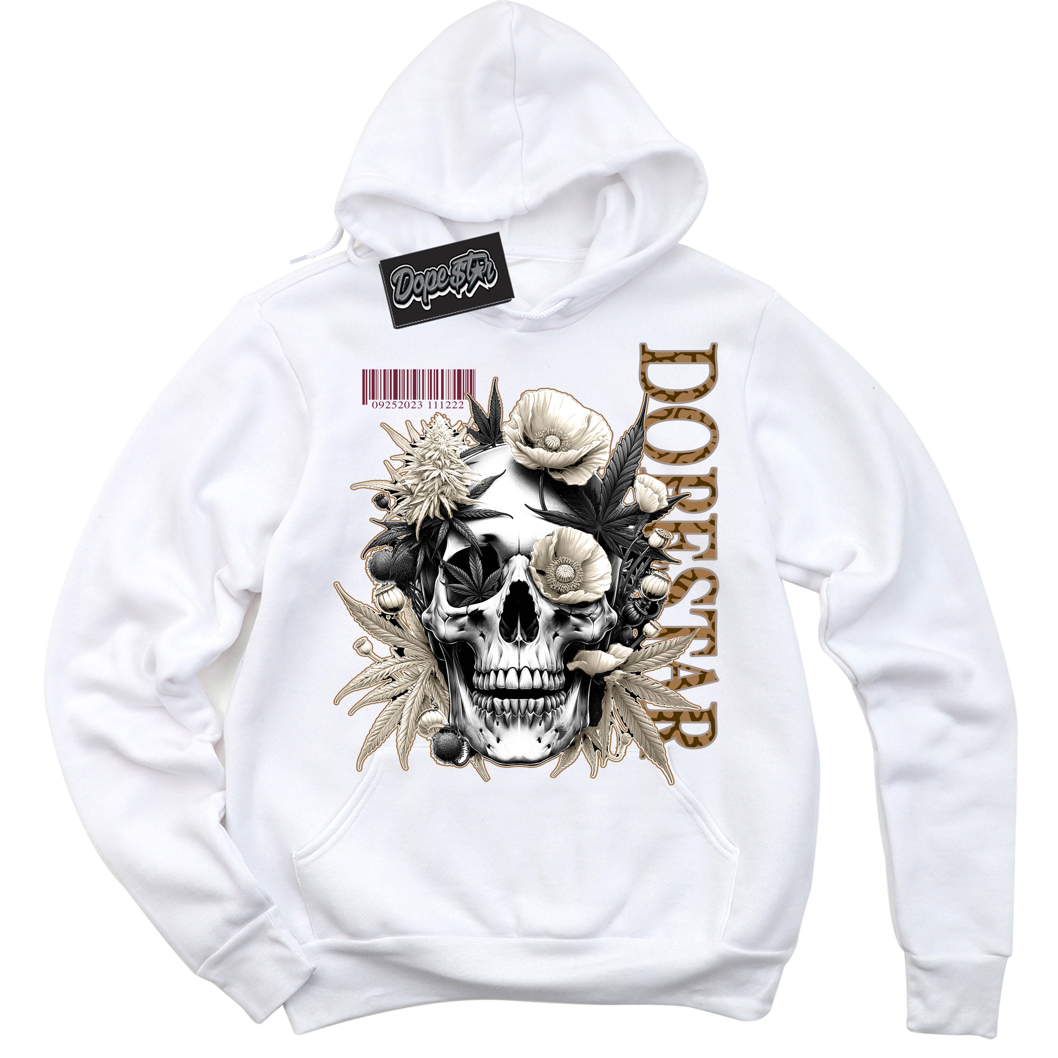 Cool White Hoodie with “ Skull Poppies ”  design that Perfectly Matches Palomino 3s Sneakers.