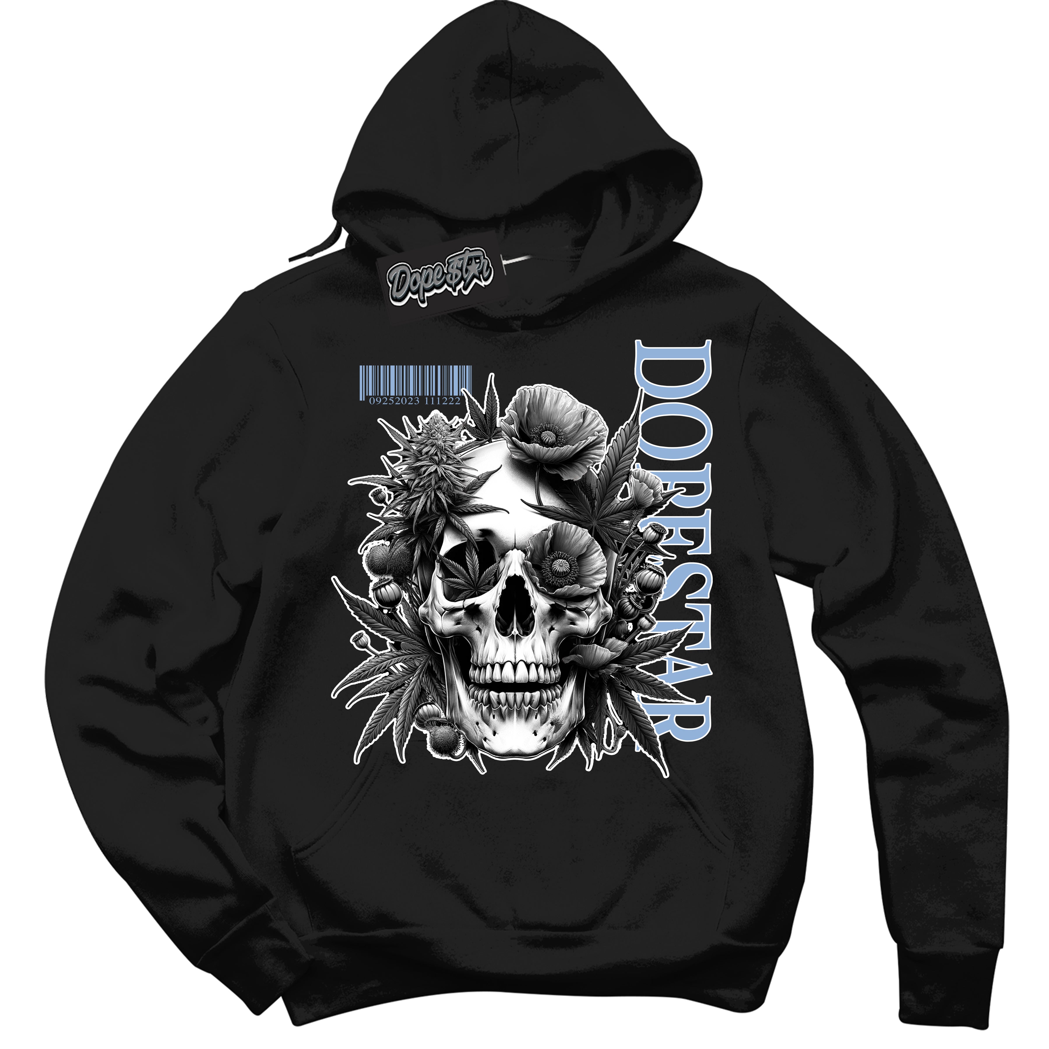 Cool Black Hoodie with “ Skull Poppies ”  design that Perfectly Matches Reverse Oreo 6s Sneakers.