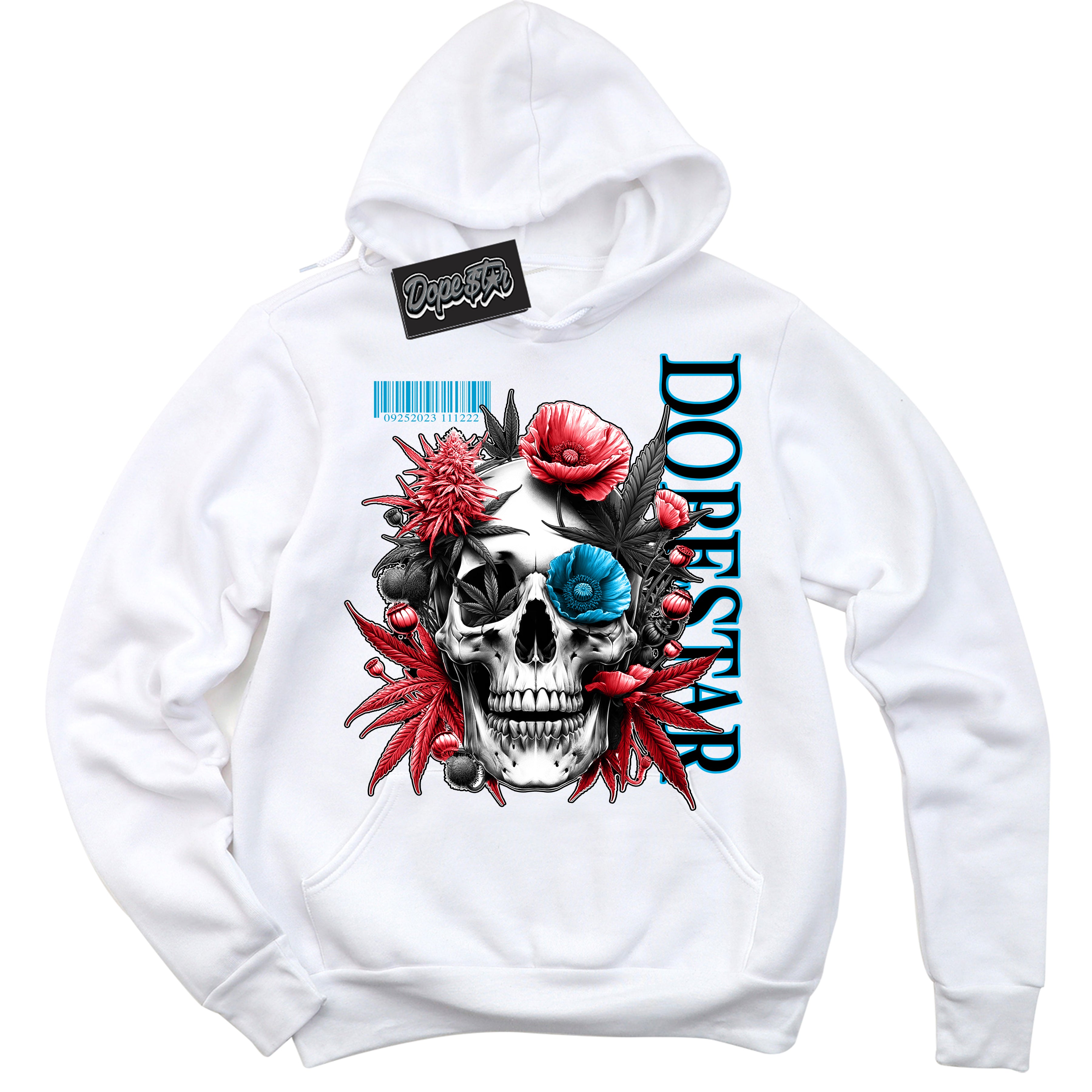 Cool White Hoodie with “ Skull Poppies ”  design that Perfectly Matches UNC To Chicago 1s Sneakers.