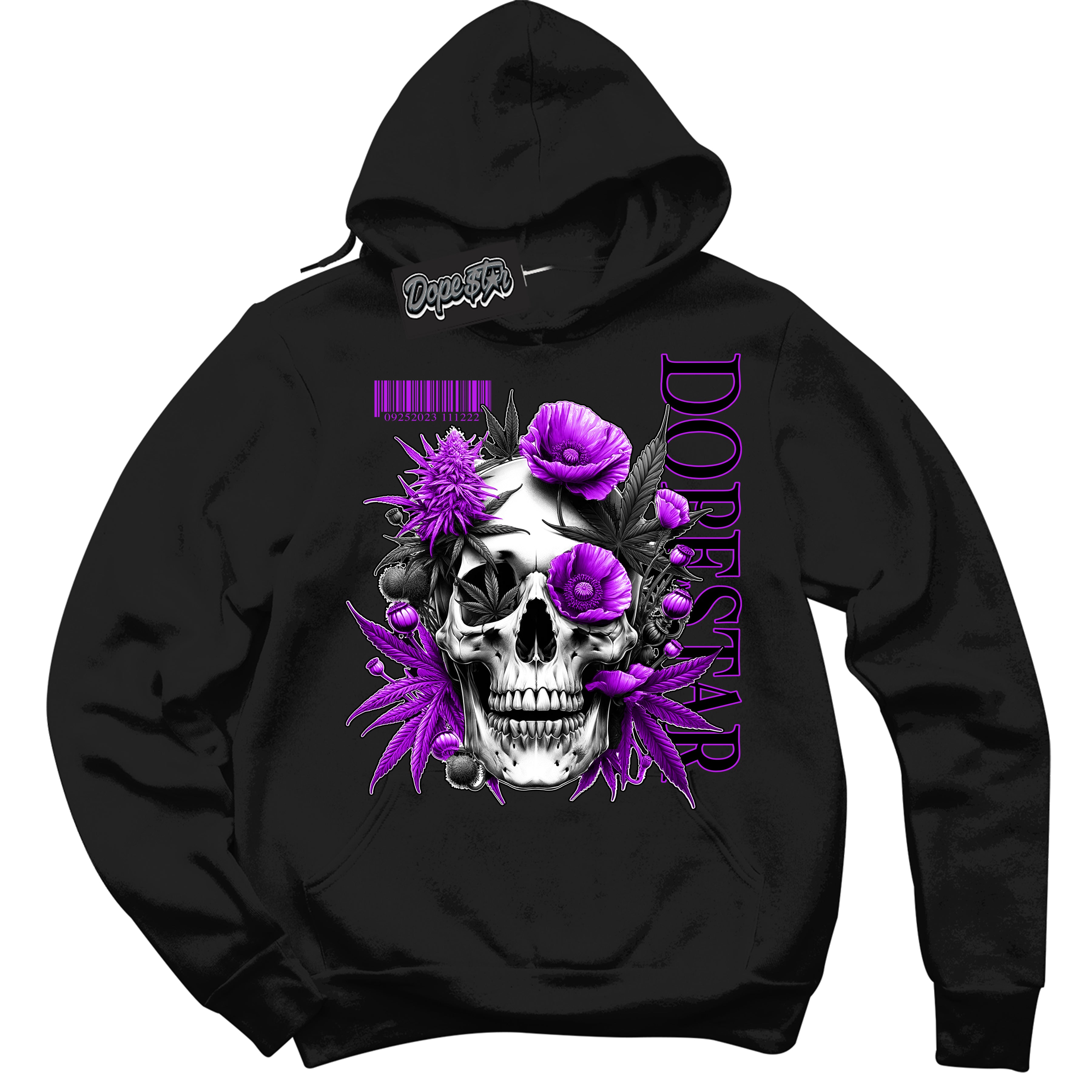 Cool Black Hoodie with “ Skull Poppies ”  design that Perfectly Matches RTKT Genesis Dunk Sneakers.