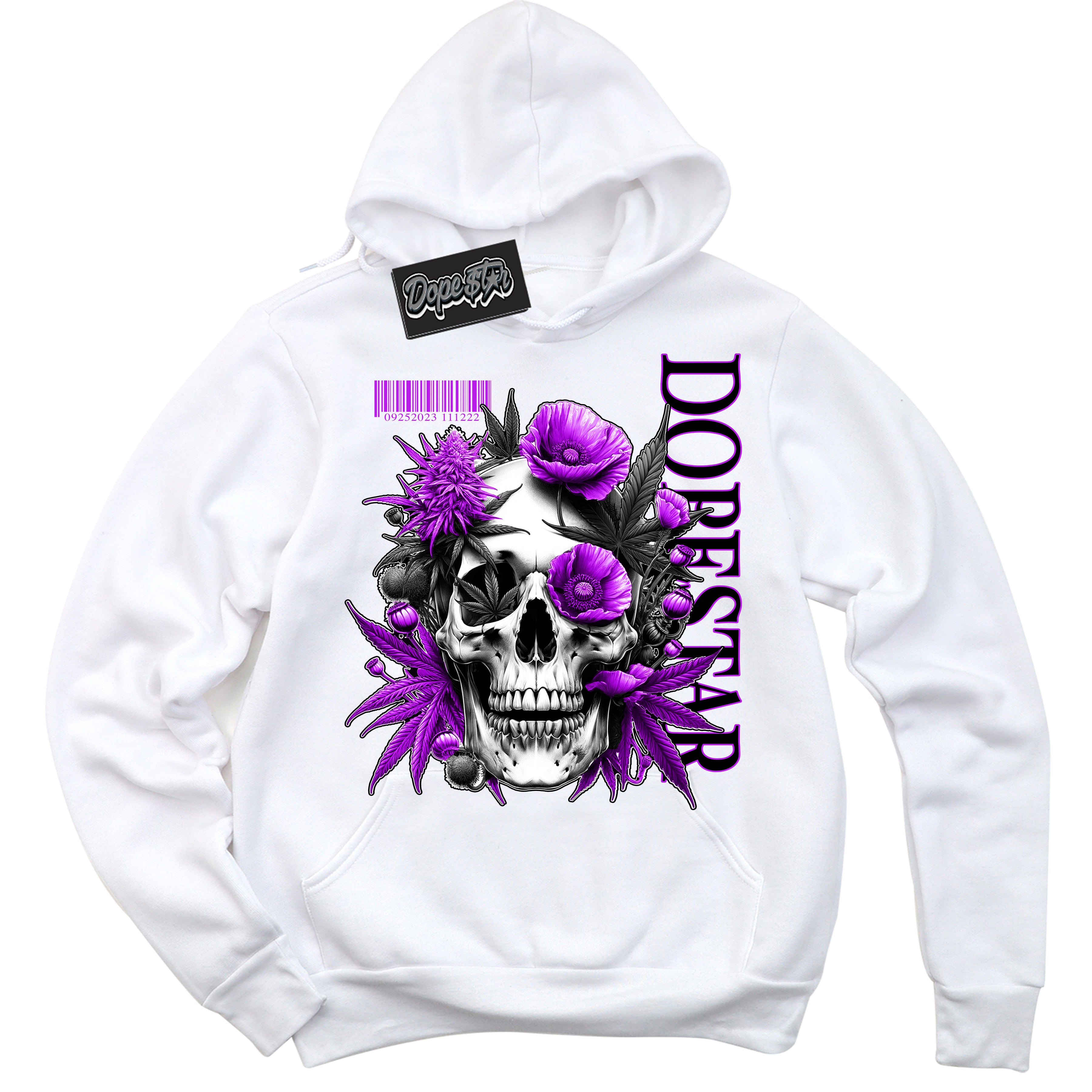 Cool White Hoodie with “ Skull Poppies ”  design that Perfectly Matches RTKT Genesis Dunk Sneakers.