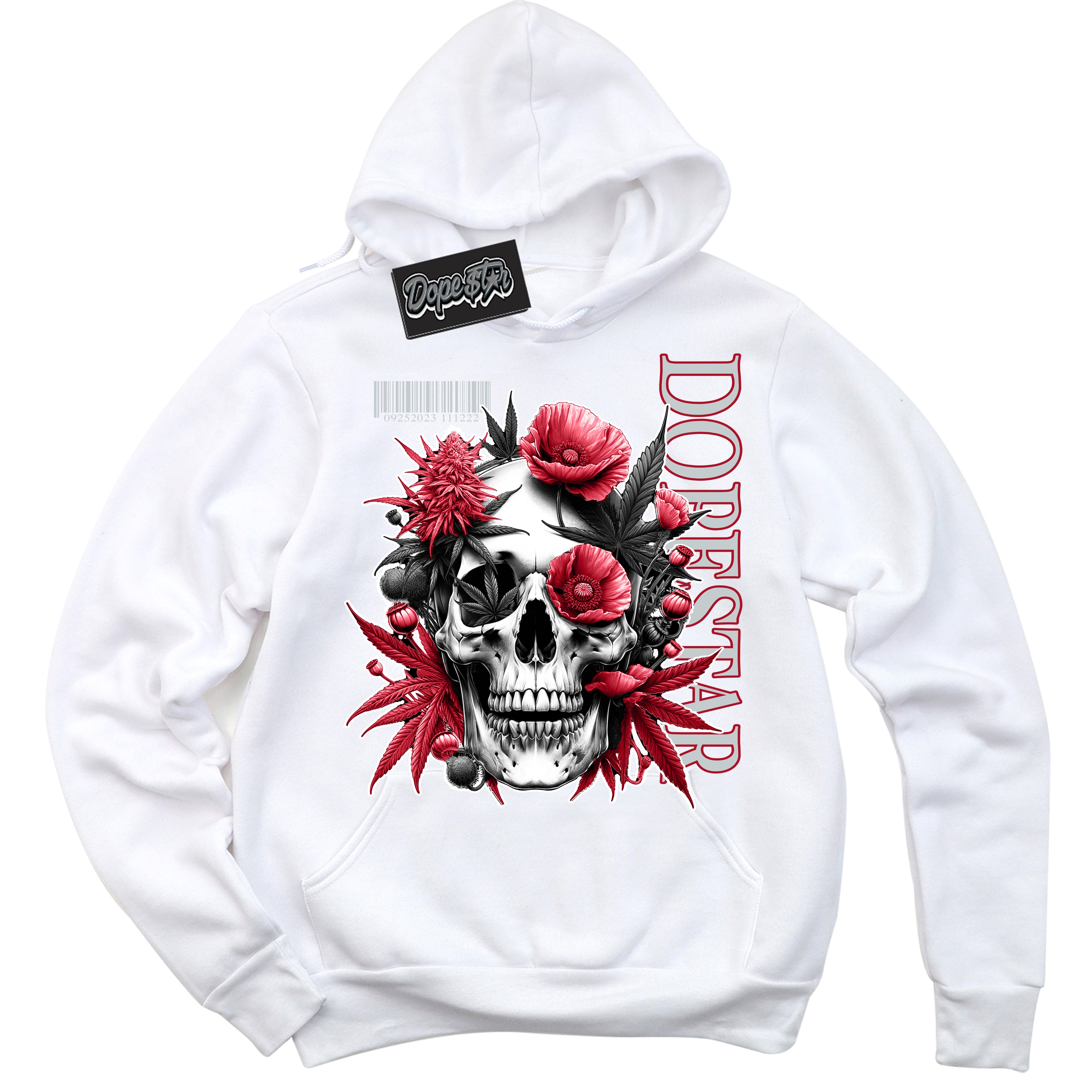 Cool White Hoodie with “ Skull Poppies ”  design that Perfectly Matches Reverse Ultraman Sneakers.