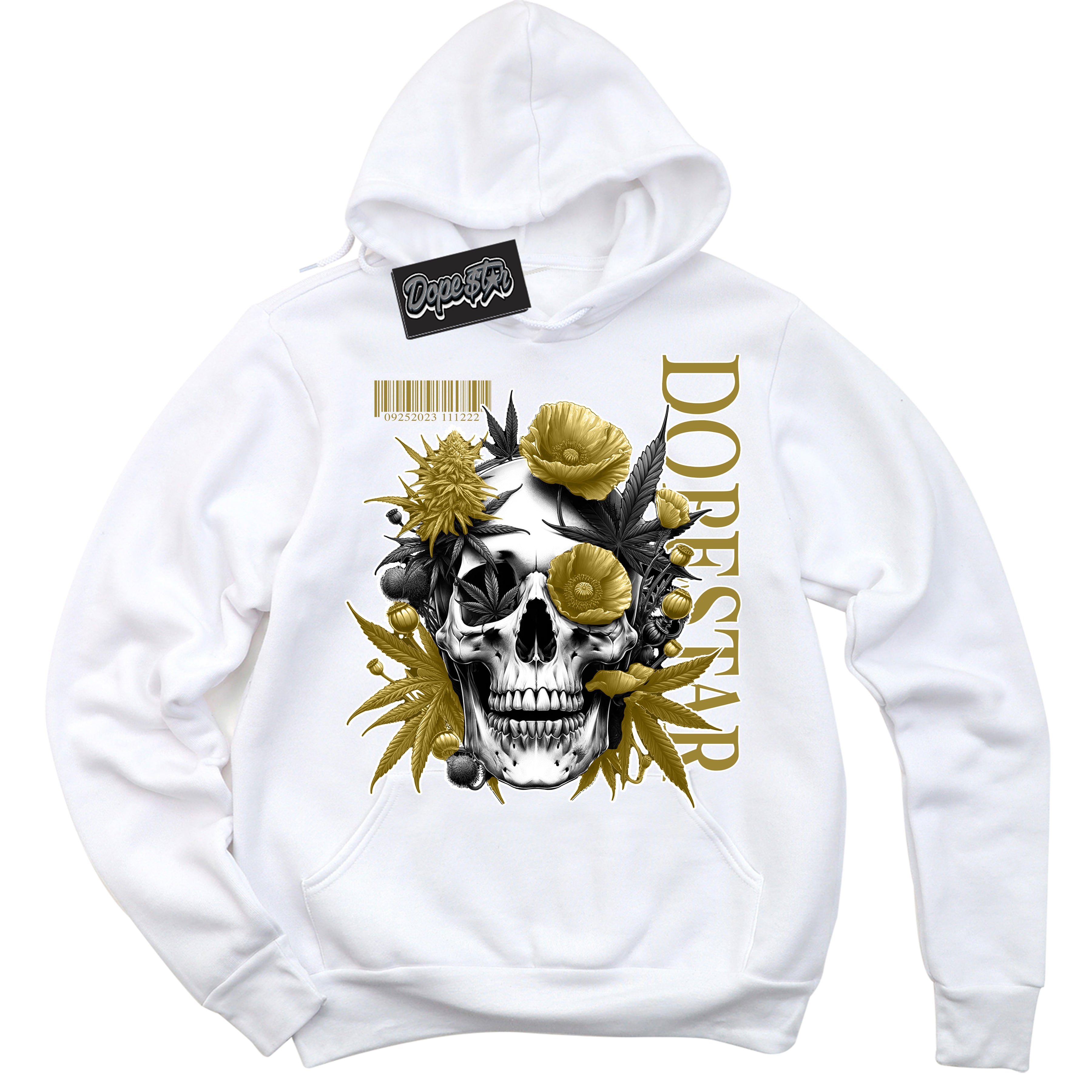 Cool White Hoodie with “ Skull Poppies ”  design that Perfectly Matches Pacific Moss Sneakers.