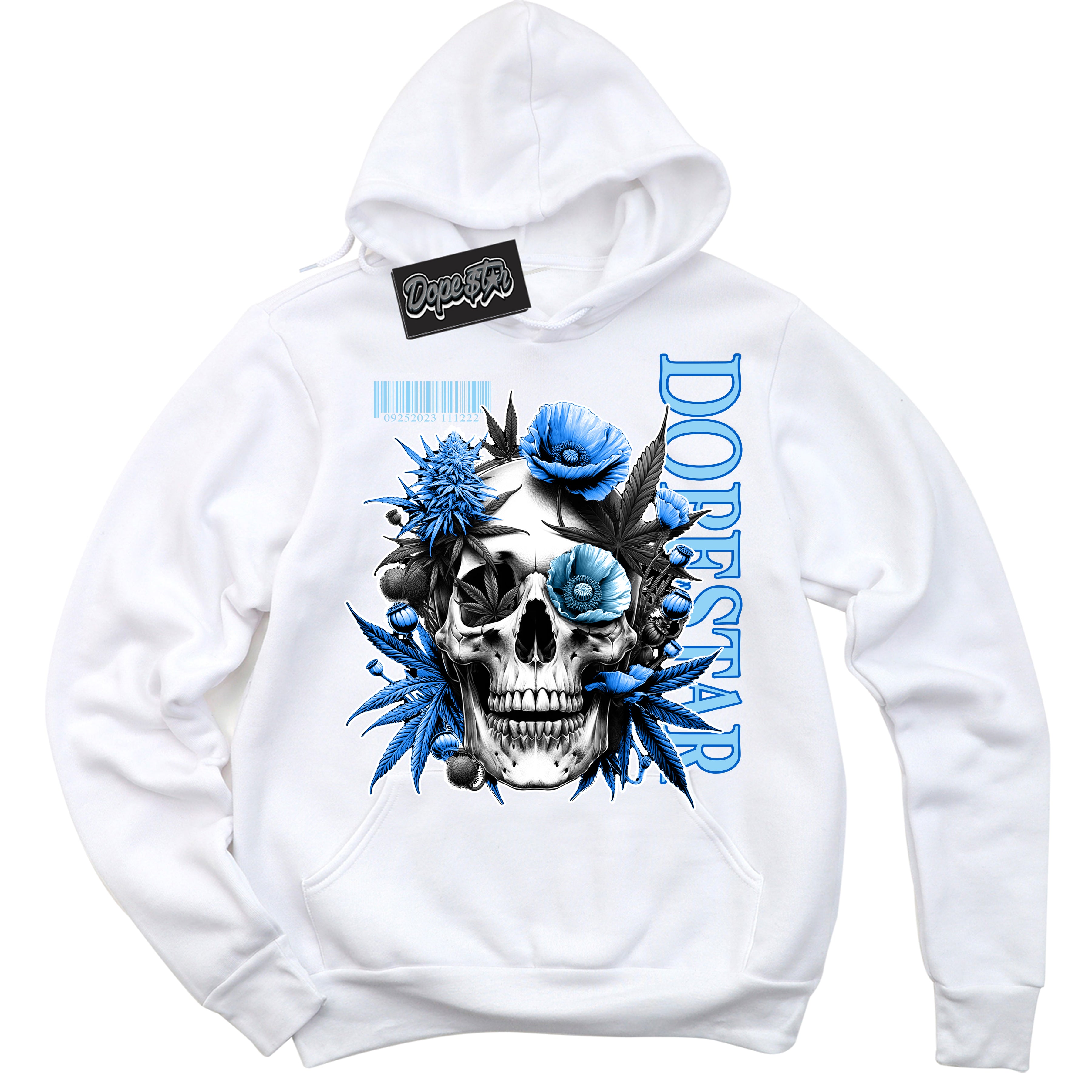 Cool White Hoodie with “ Skull Poppies ”  design that Perfectly Matches Argon Sneakers.