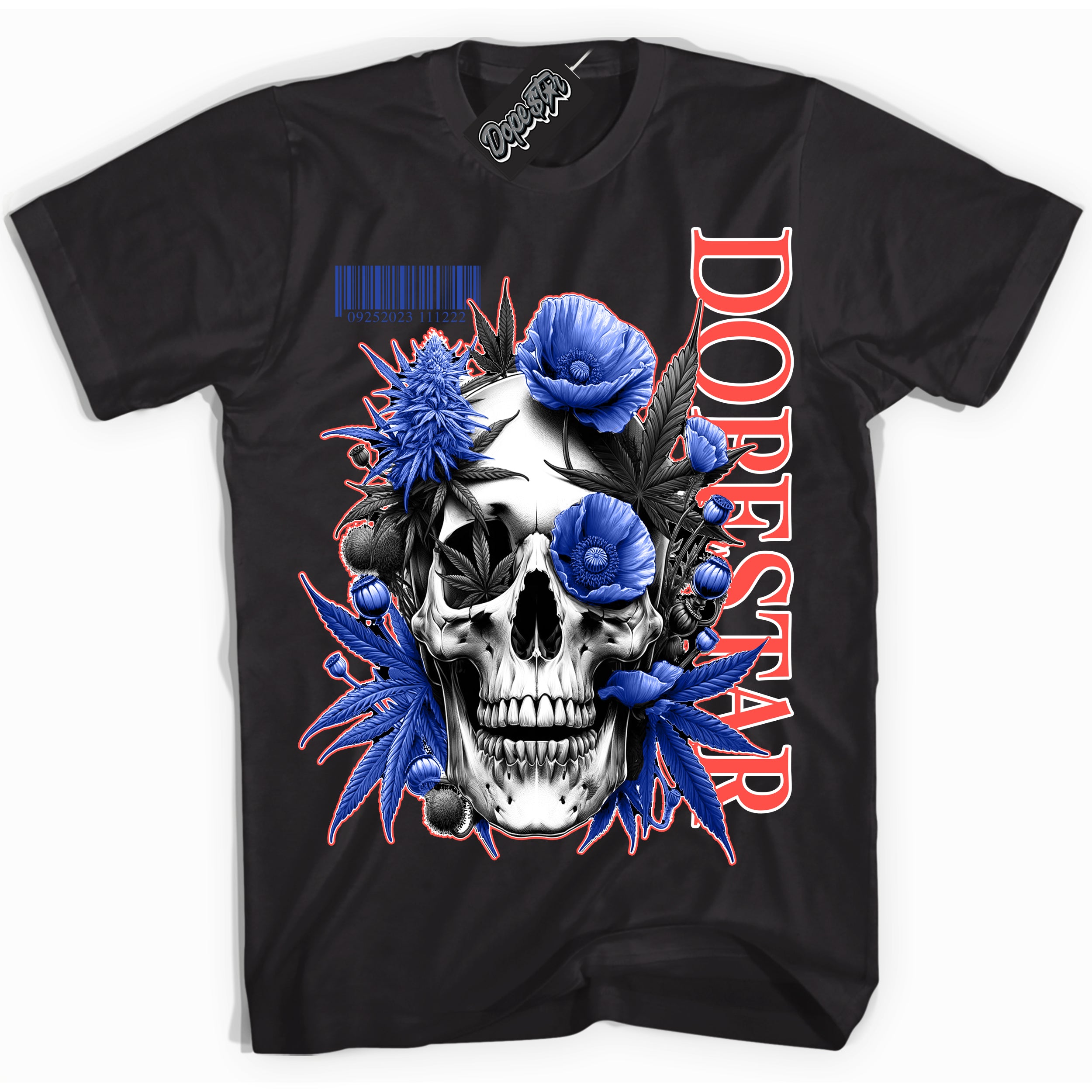 Cool Black Shirt with “ Skull Poppies” design that perfectly matches Ultramarine 180s Sneakers.