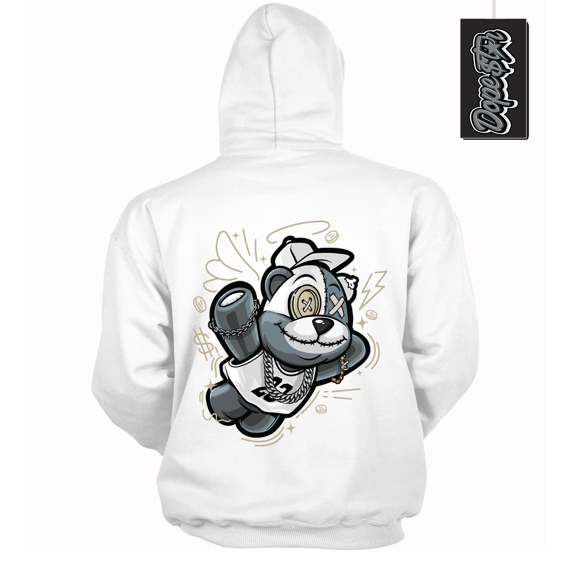 Cool White Hoodie with “ Slam Dunk Bear ”  design that Perfectly Matches Gratitude 11s Sneakers.