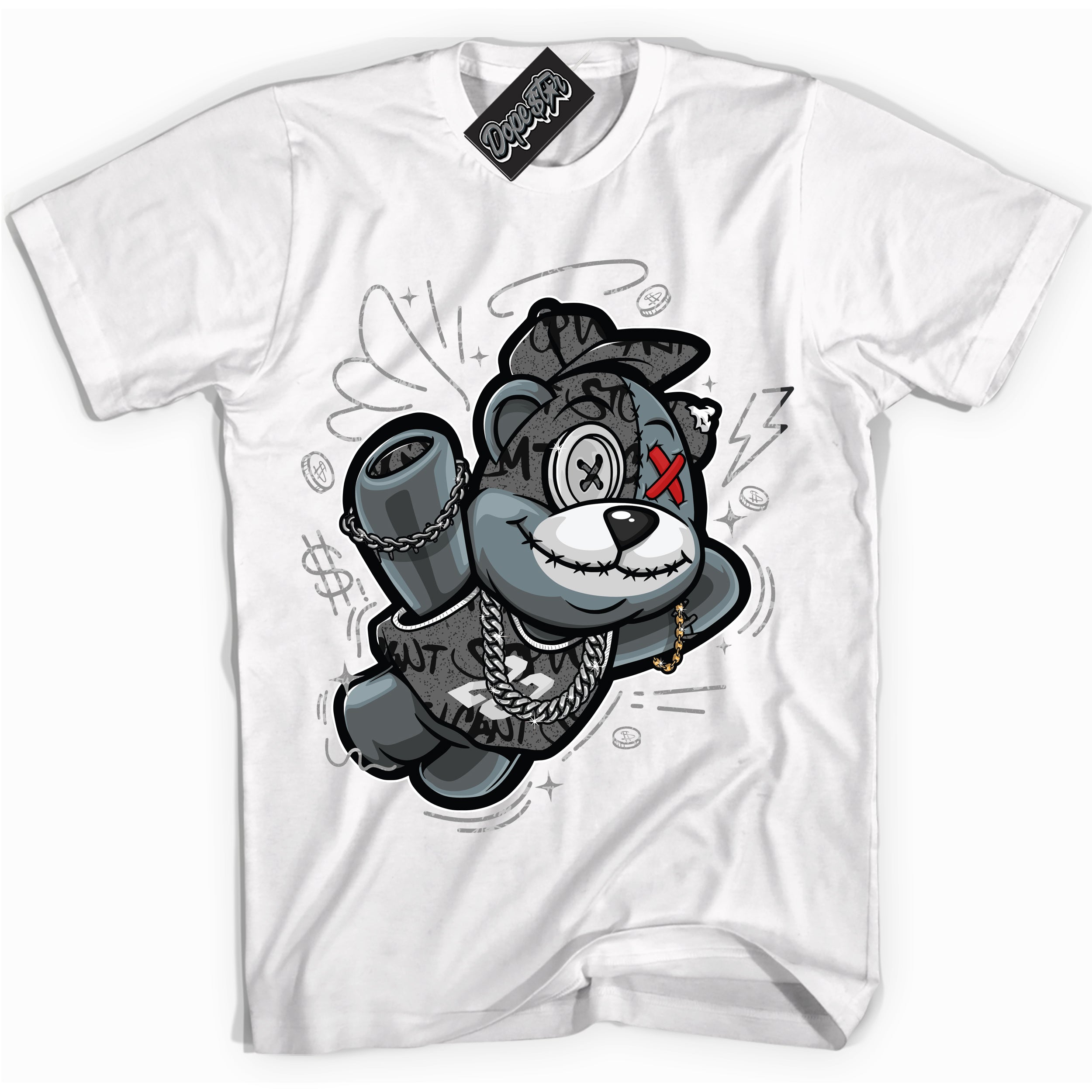 Cool White Shirt with “ Slam Dunk Bear ” design that perfectly matches Rebellionaire 1s Sneakers.