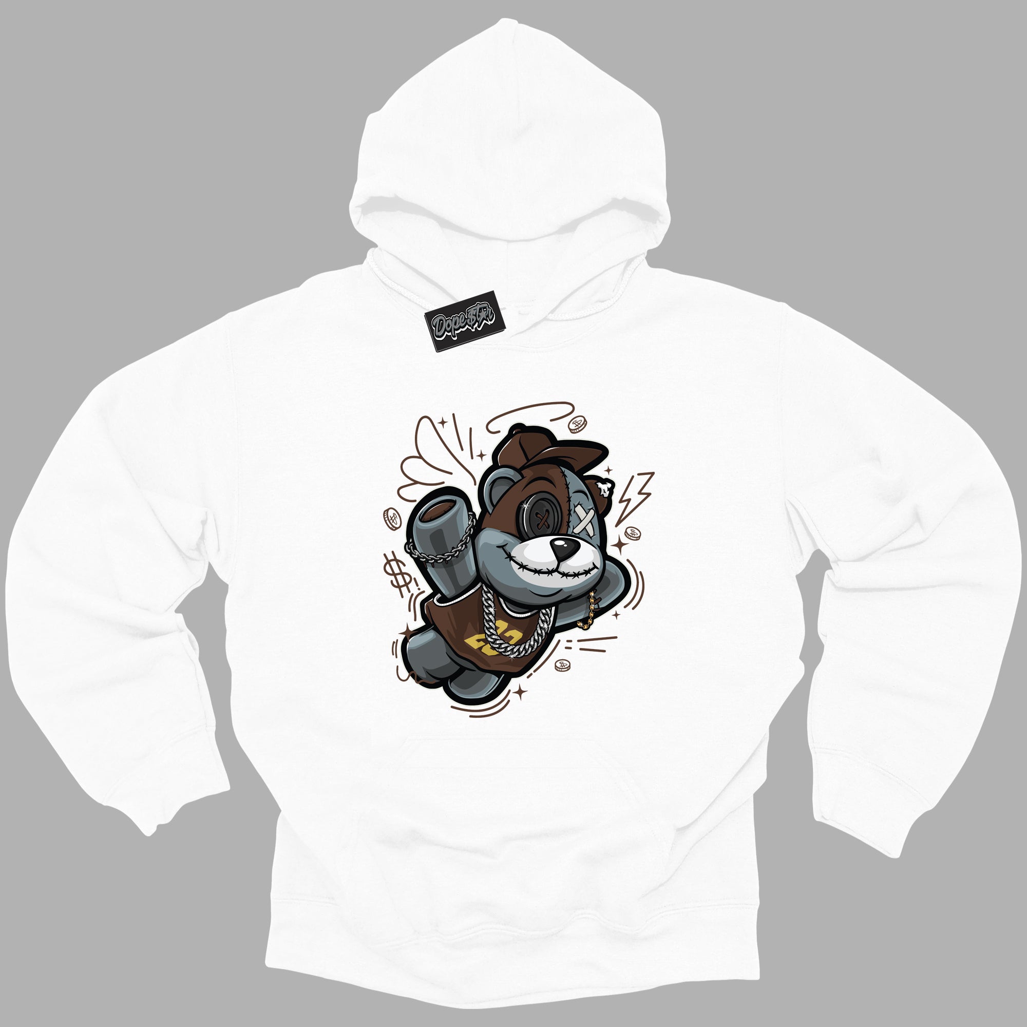 Cool White Graphic DopeStar Hoodie with “ Slam Dunk Bear “ print, that perfectly matches Palomino 1s sneakers