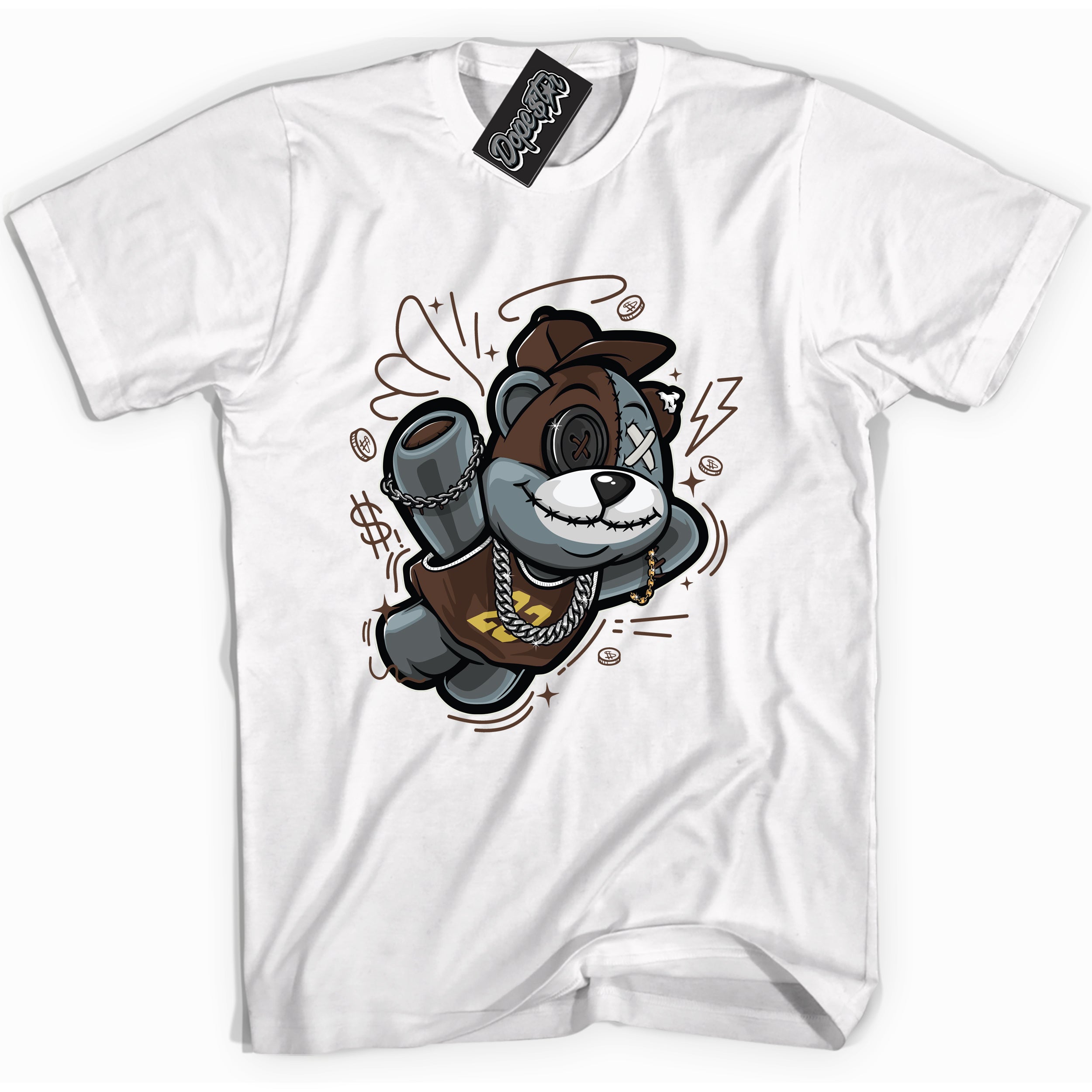 Cool White graphic tee with “ Slam Dunk Bear ” design, that perfectly matches Palomino 1s sneakers 