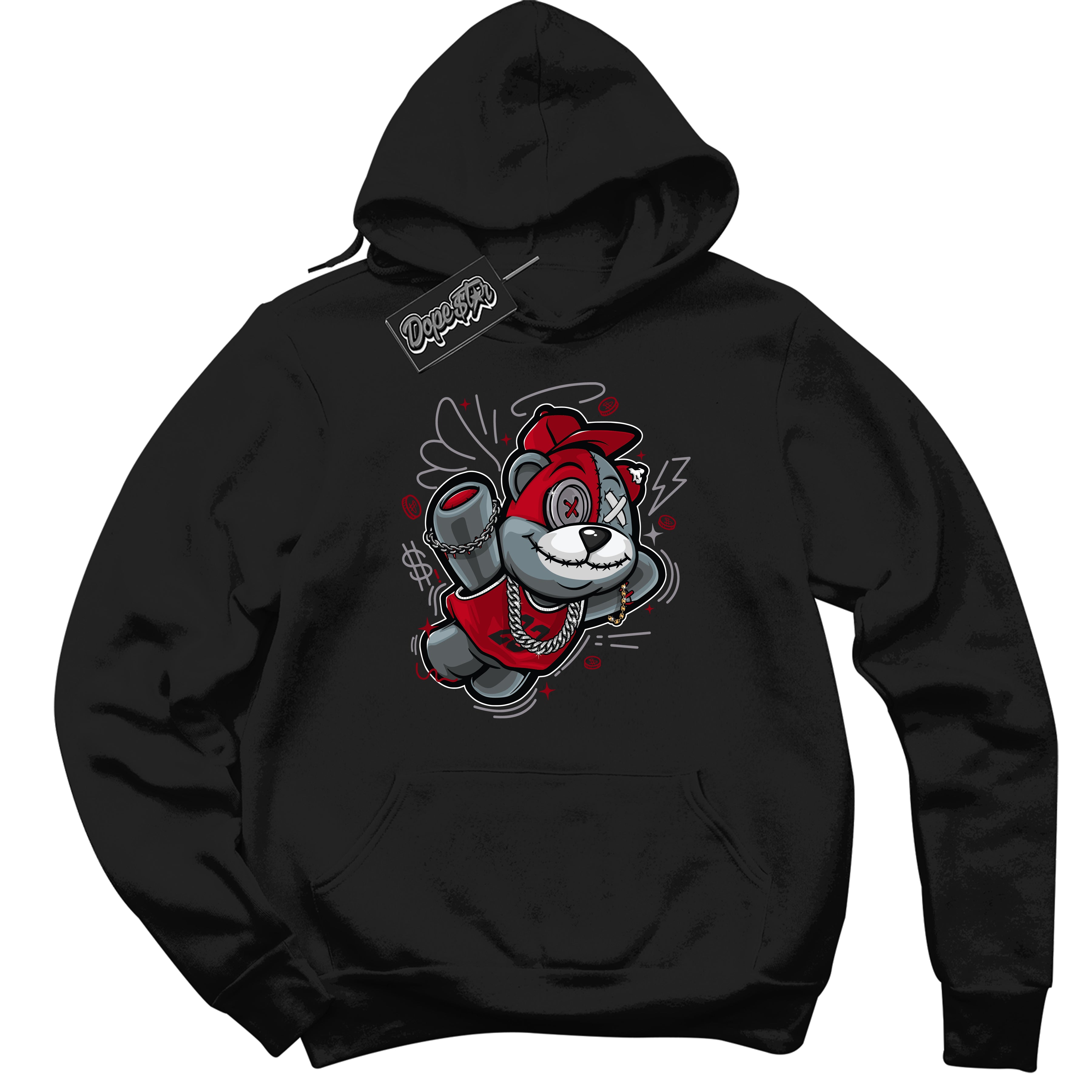 Cool Black Hoodie with “ Slam Dunk Bear ”  design that Perfectly Matches  Bred Reimagined 4s Jordans.