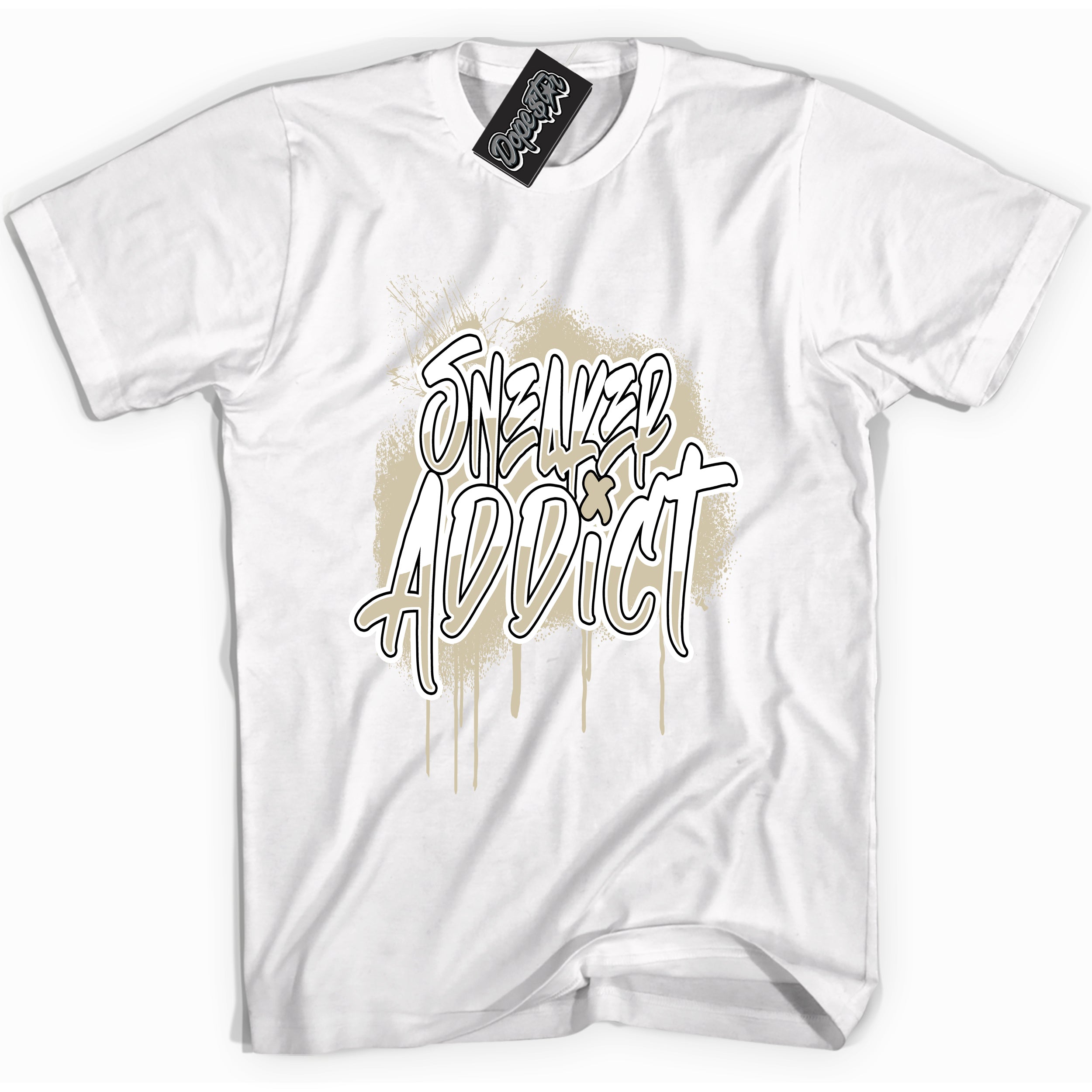 Cool White Shirt with “ Sneaker Addict” design that perfectly matches Gratitude 11s Sneakers.