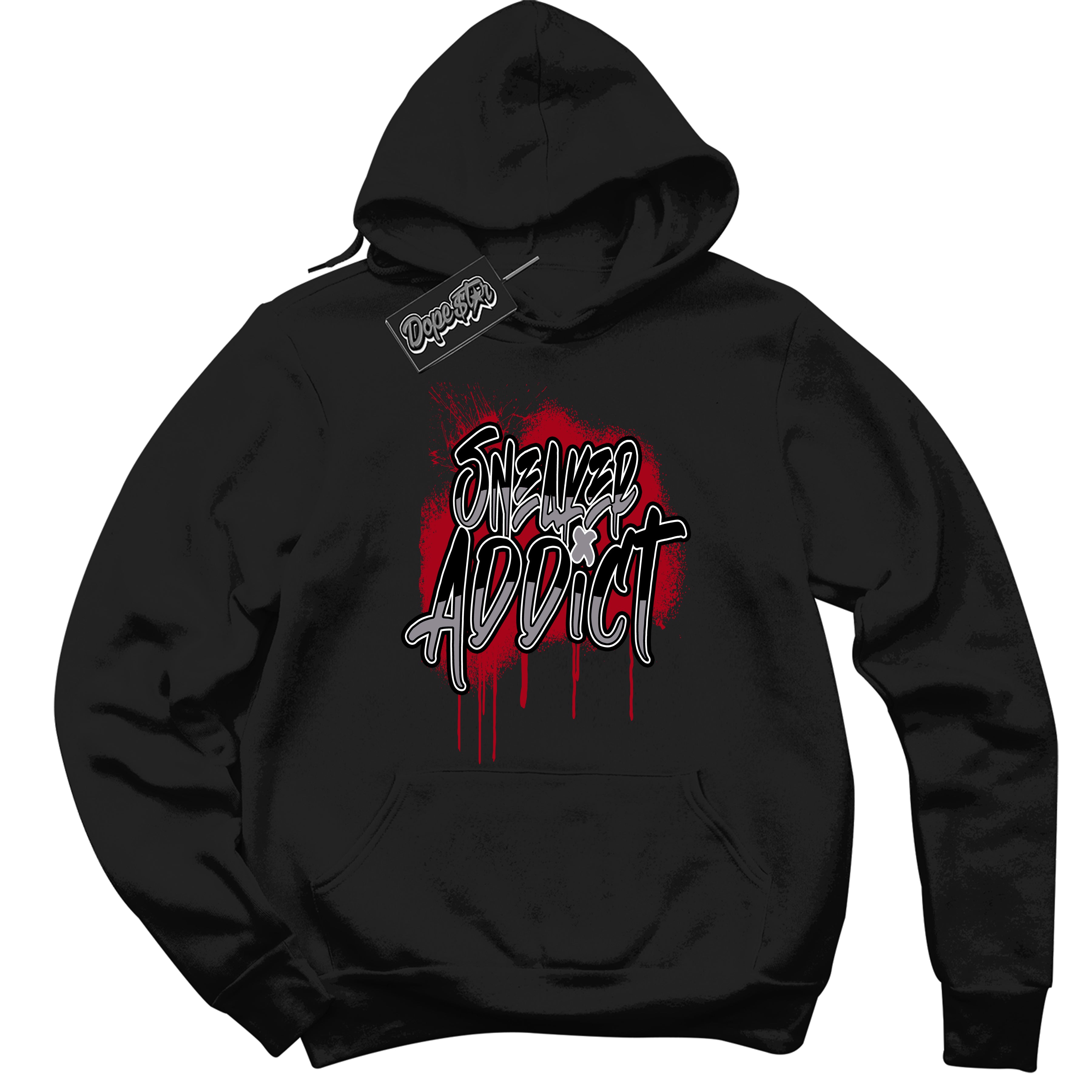 Cool Black Hoodie with “ Sneaker Addict ”  design that Perfectly Matches  Bred Reimagined 4s Jordans.