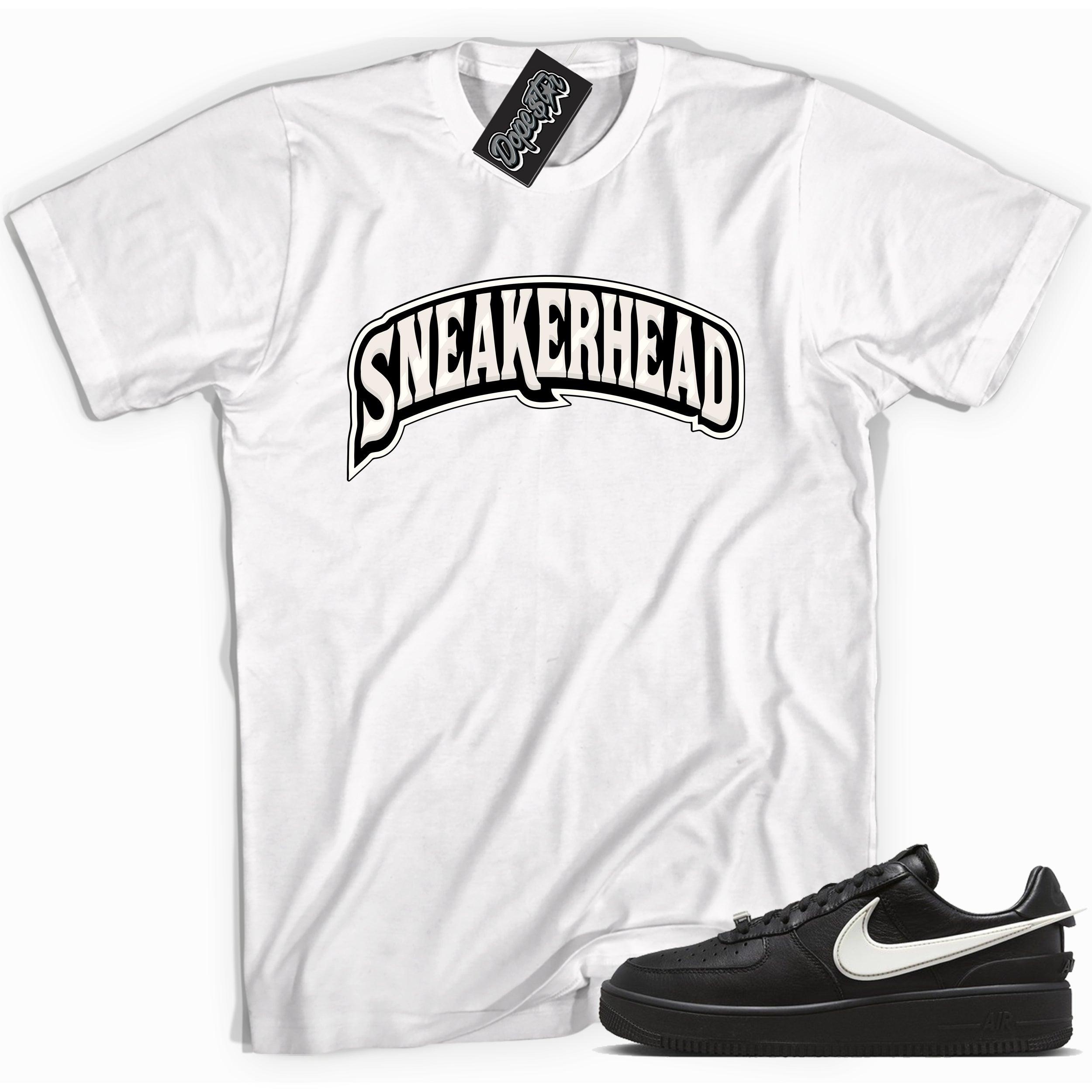 Cool white graphic tee with 'sneakerhead' print, that perfectly matches Nike Air Force 1 Low SP Ambush Phantom sneakers.