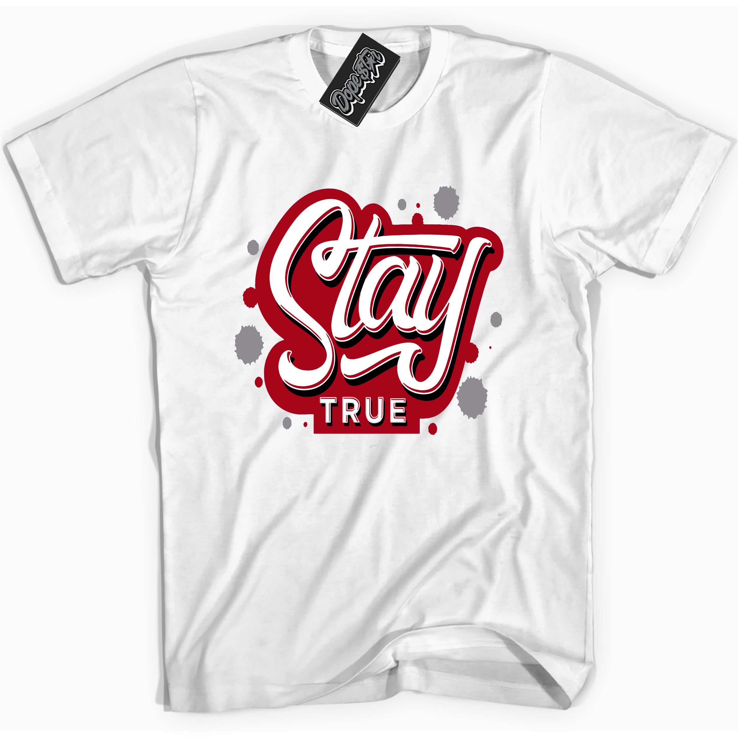 Cool White Shirt with “ Stay True” design that perfectly matches Bred Reimagined 4s Jordans.