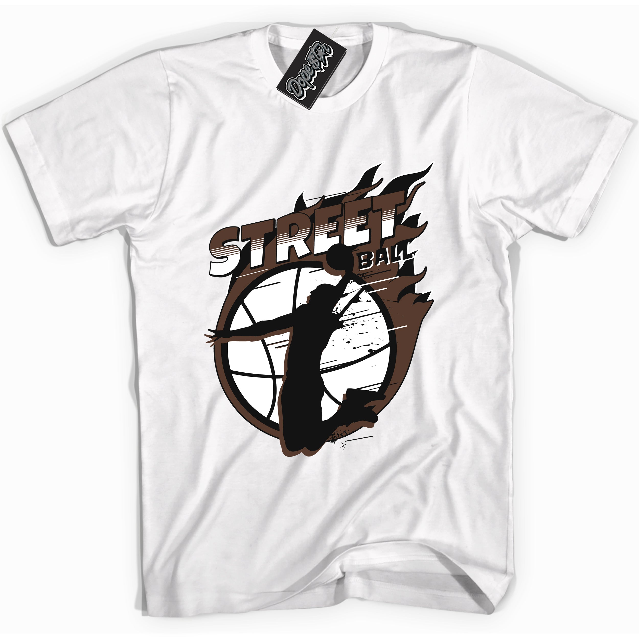 Cool White graphic tee with “ Street Ball ” design, that perfectly matches Palomino 1s sneakers 