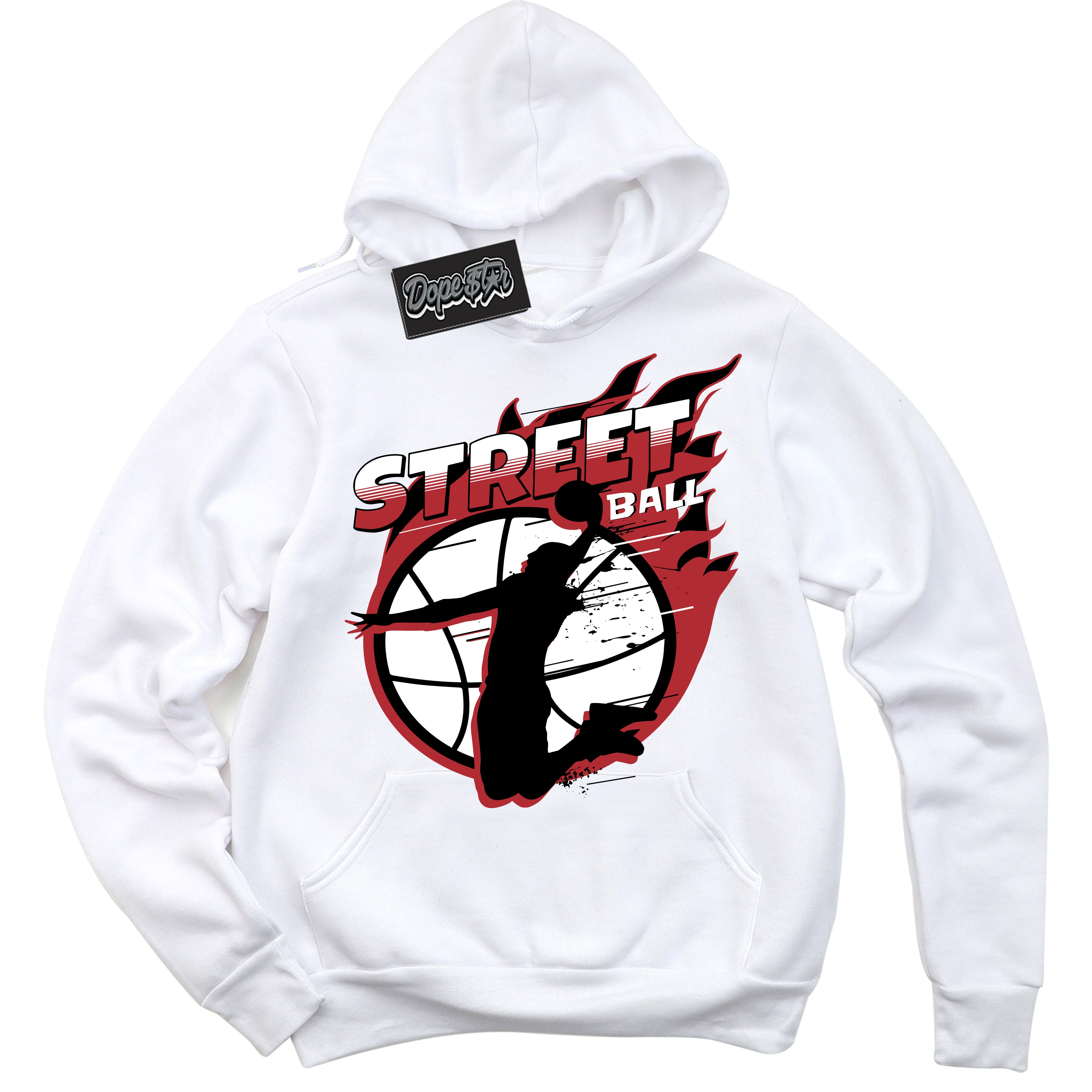 Cool White Hoodie With “ Street Ball “  Design That Perfectly Matches Lost And Found 1s Sneakers.