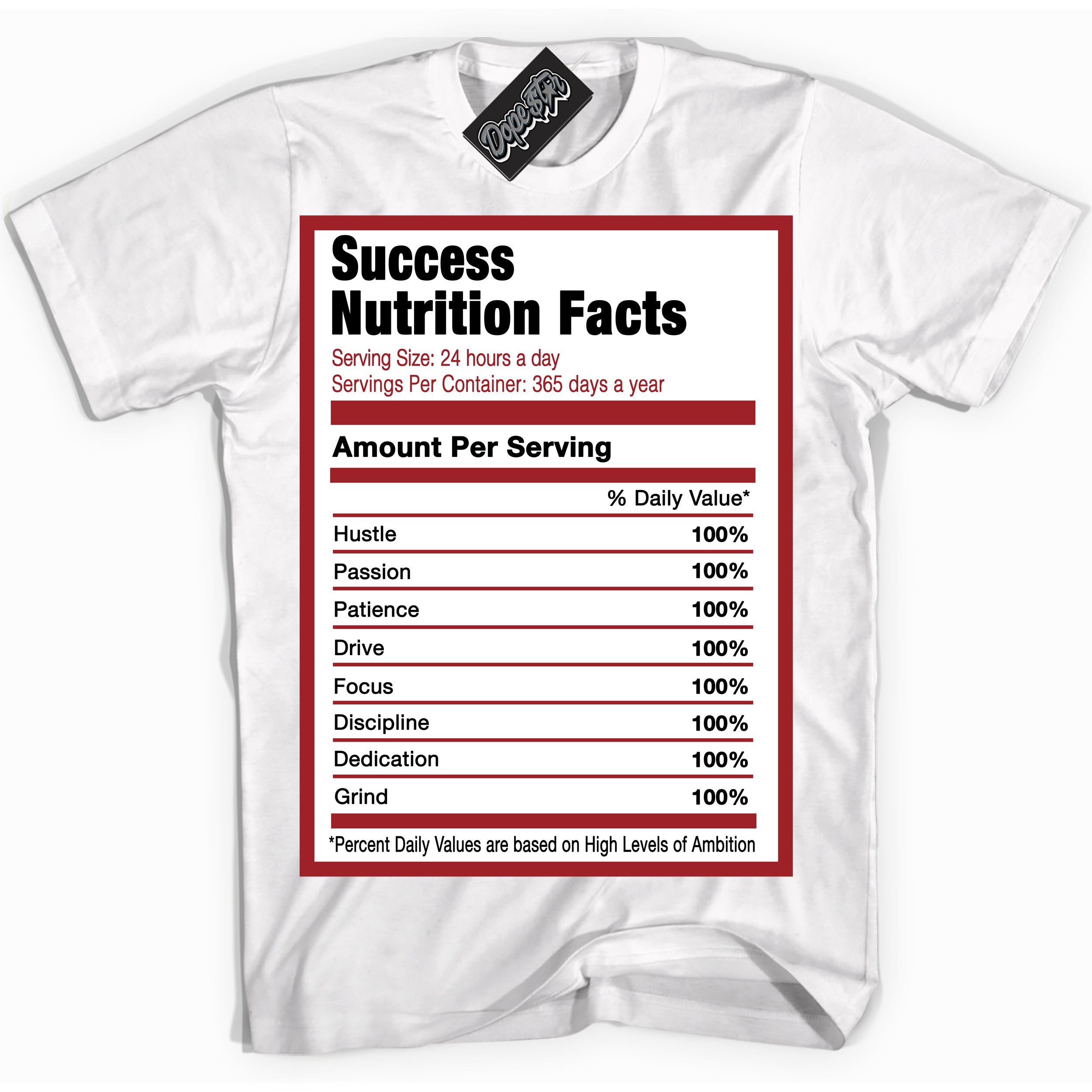 Cool White graphic tee with “ Success Nutrition ” print, that perfectly matches Lost And Found 1s sneakers 